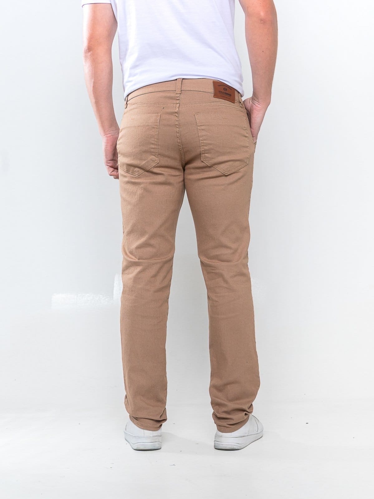 Vista 2 Calça Sarja Masculina - Tempo Habil Confortavel e Basica 5 Estilo cáqui