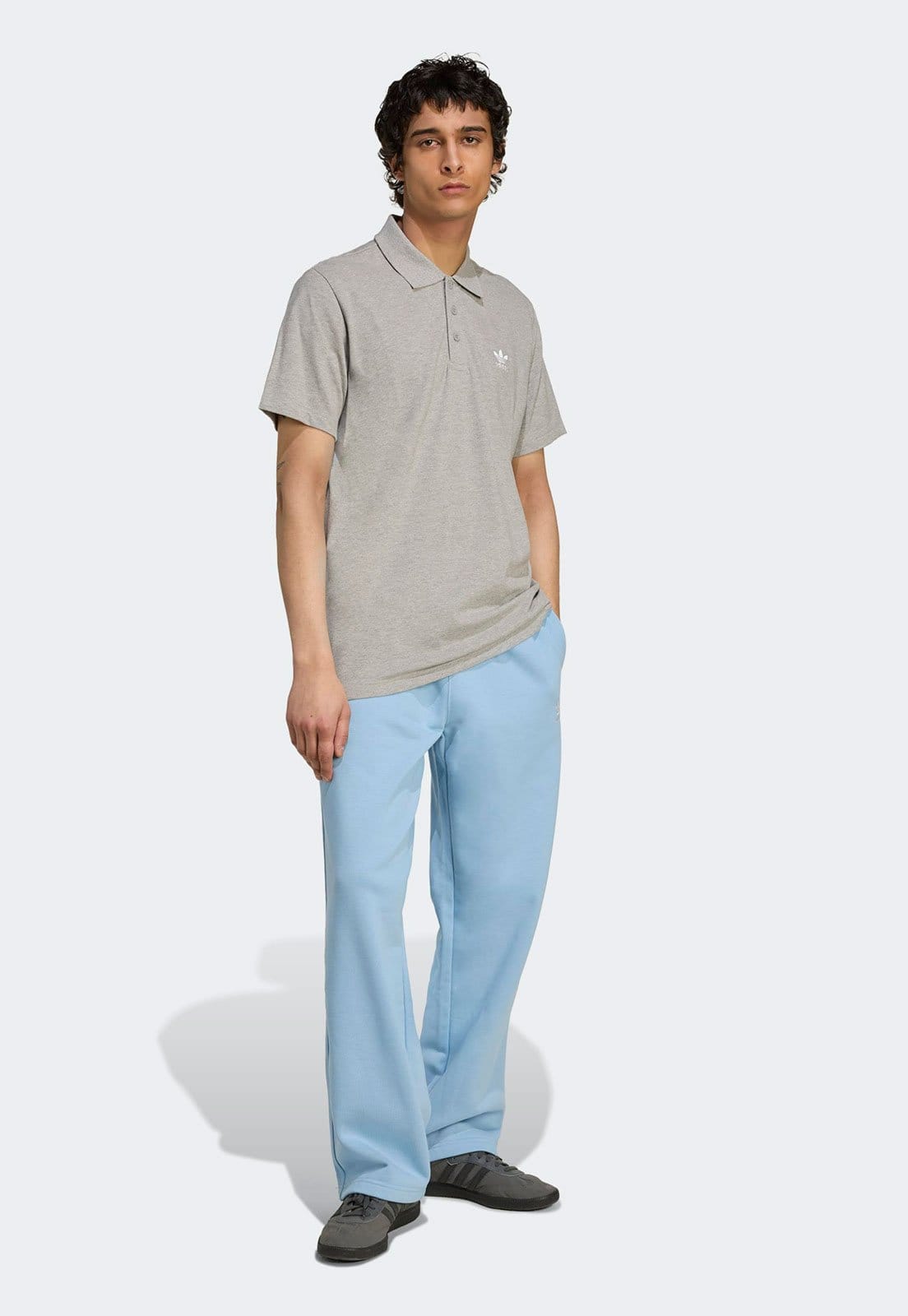 Vista 2 Camisa Polo adidas Originals Reta Essentials adidas Originals cinza