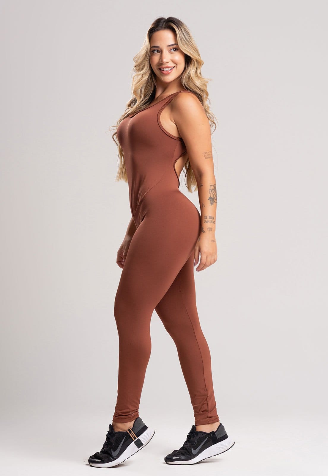 Vista 2 Macacão MVB Modas Longo Suplex Fitness Estampado Marinho Mvb Modas azul/azul marinho azul