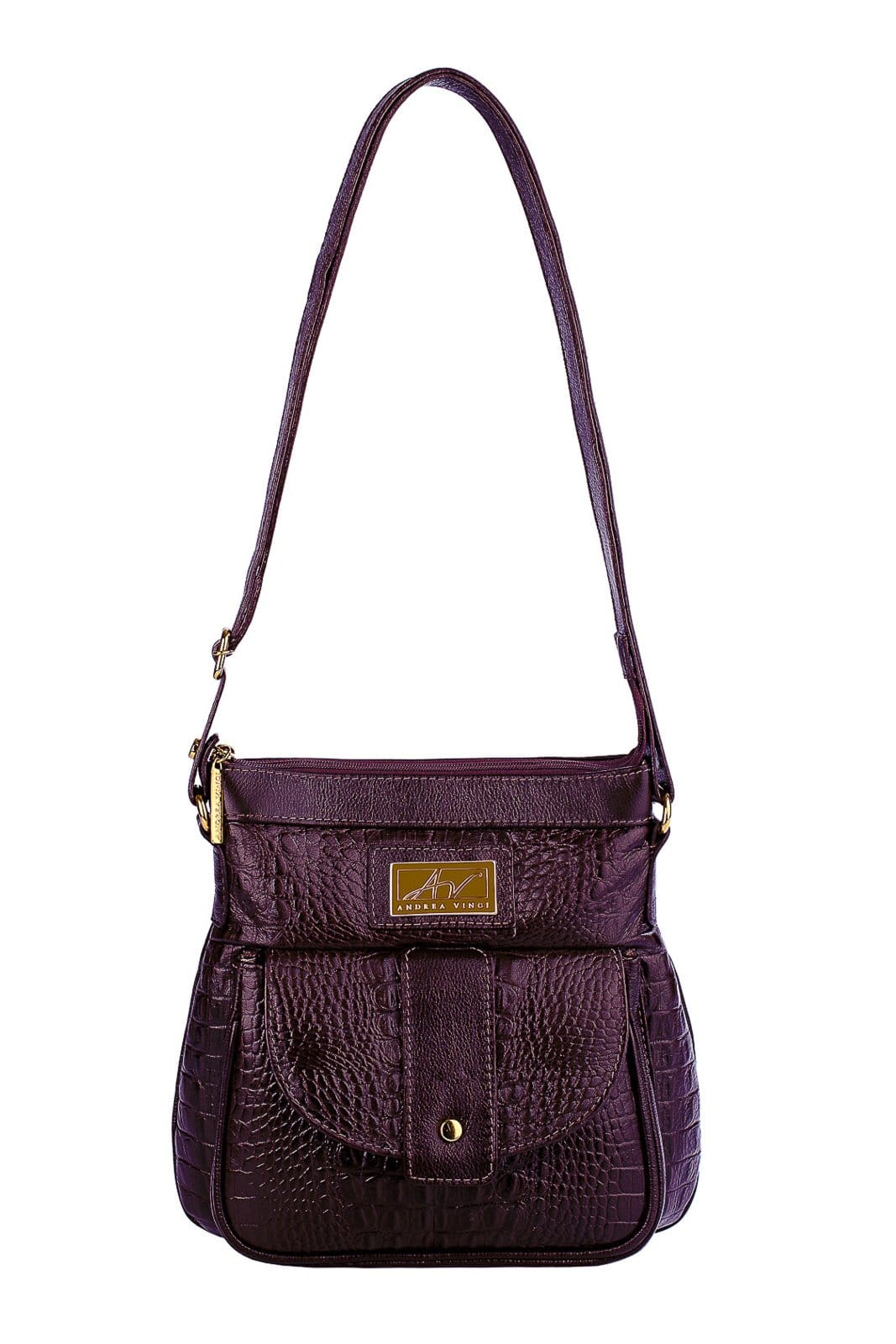 Bolsa tiracolo de couro croco Elis - Marsala