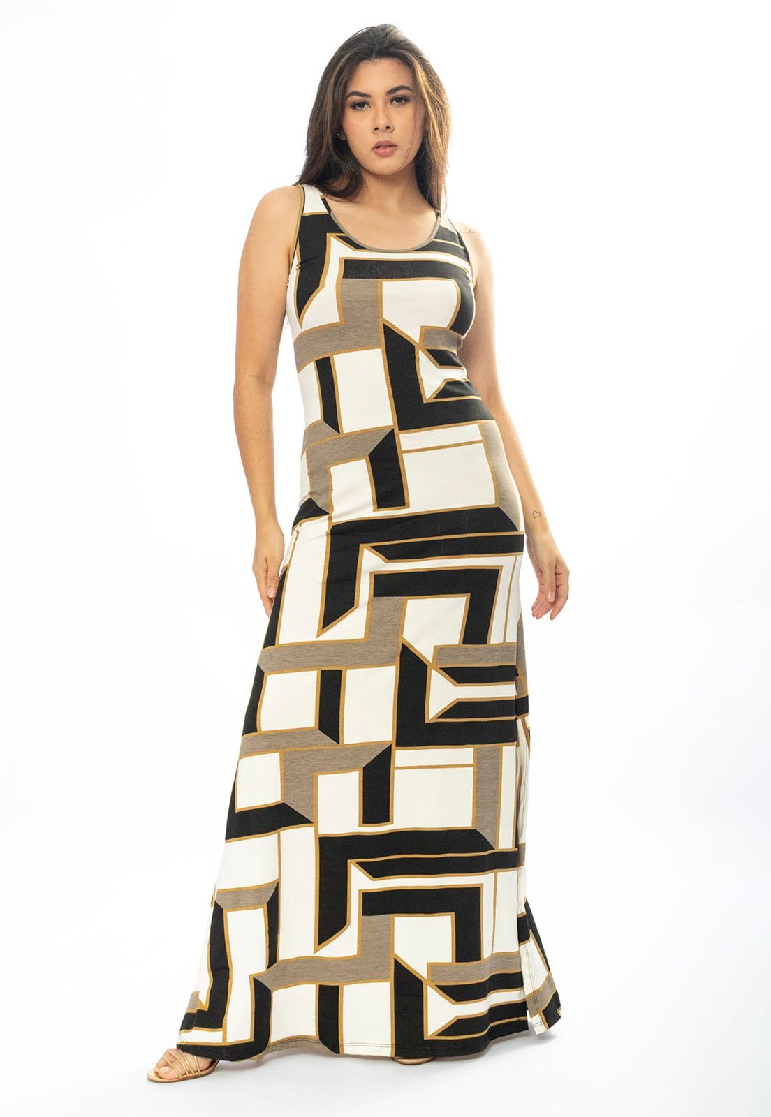 Vestido Longo Cabanafree Butiá Malha Regata Estampa Igaci