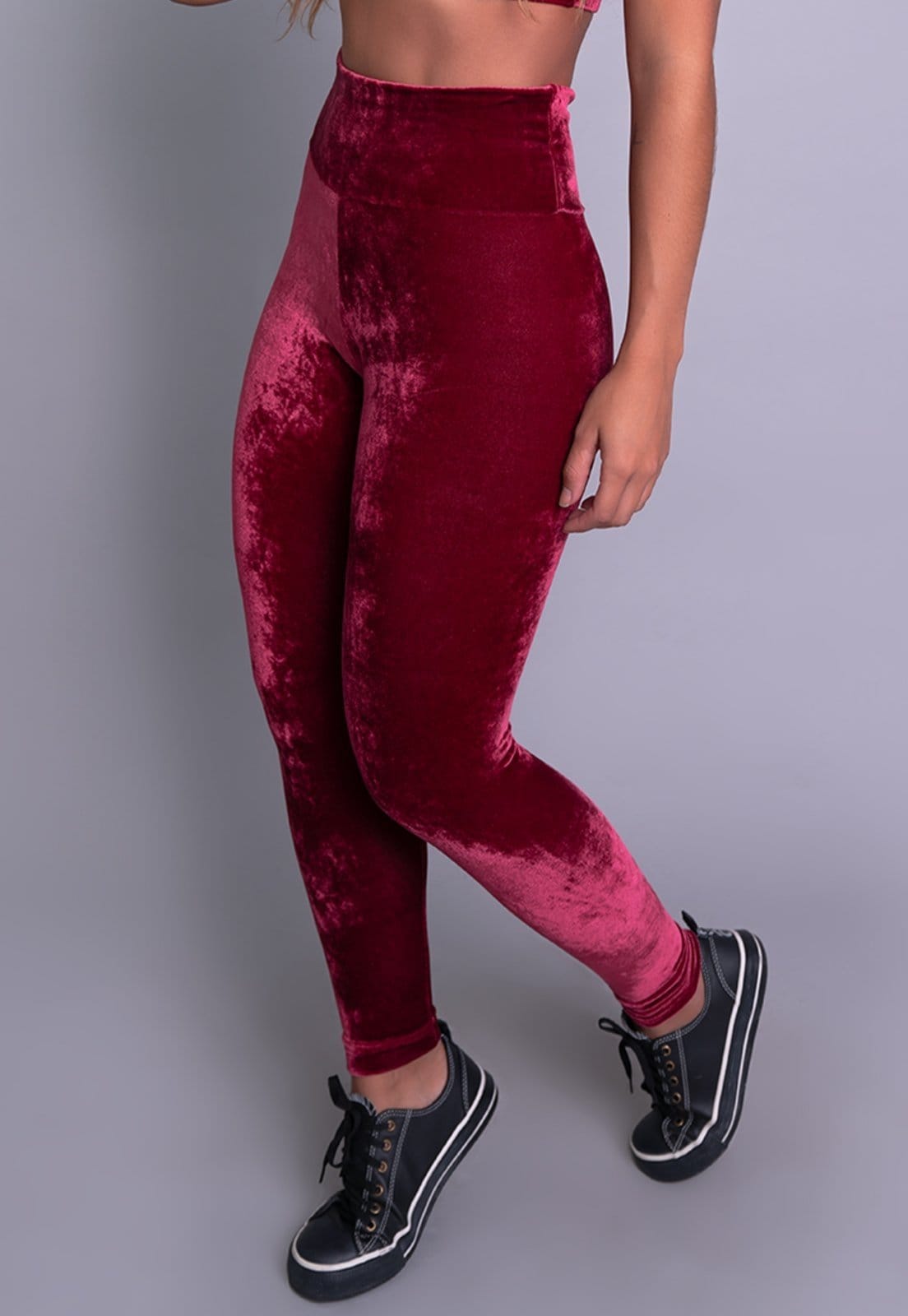 Calça Legging MVB Modas Cintura Alta Veludo Molhado