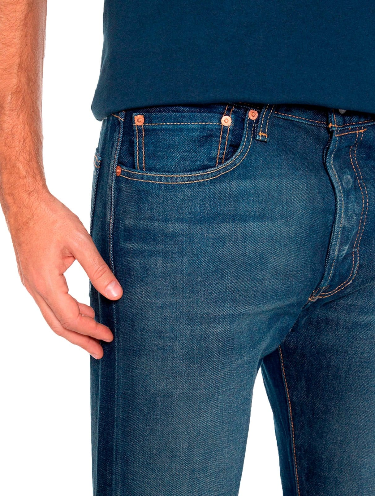 Vista 2 Calça Levis Jeans Masculina 511 Slim Stretch Greenish Azul Escuro Levis jeans azul