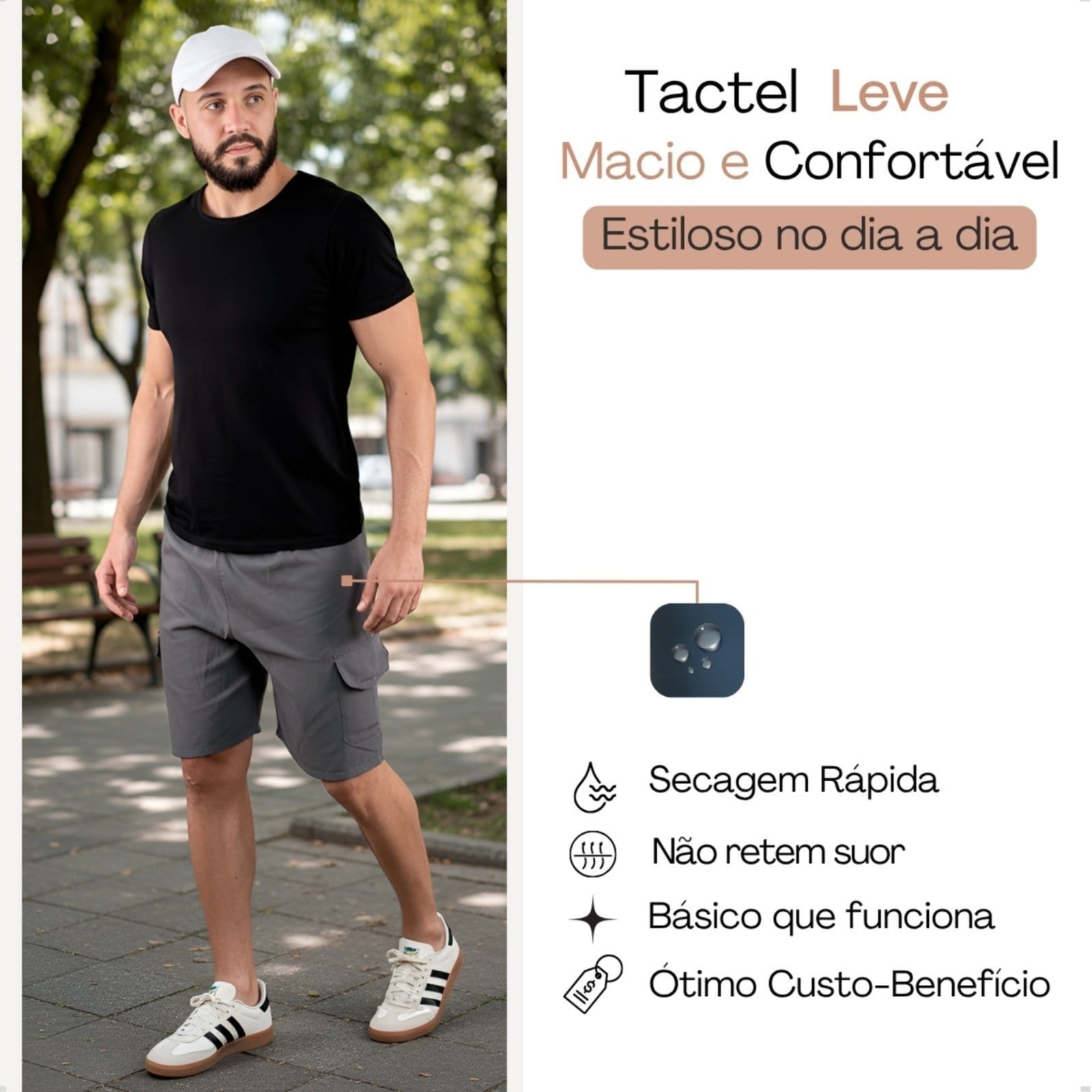 Vista 2 Bermuda Cargo Masculina Frent`s Short Treino Casual Esporte Frent's cinza/grafite