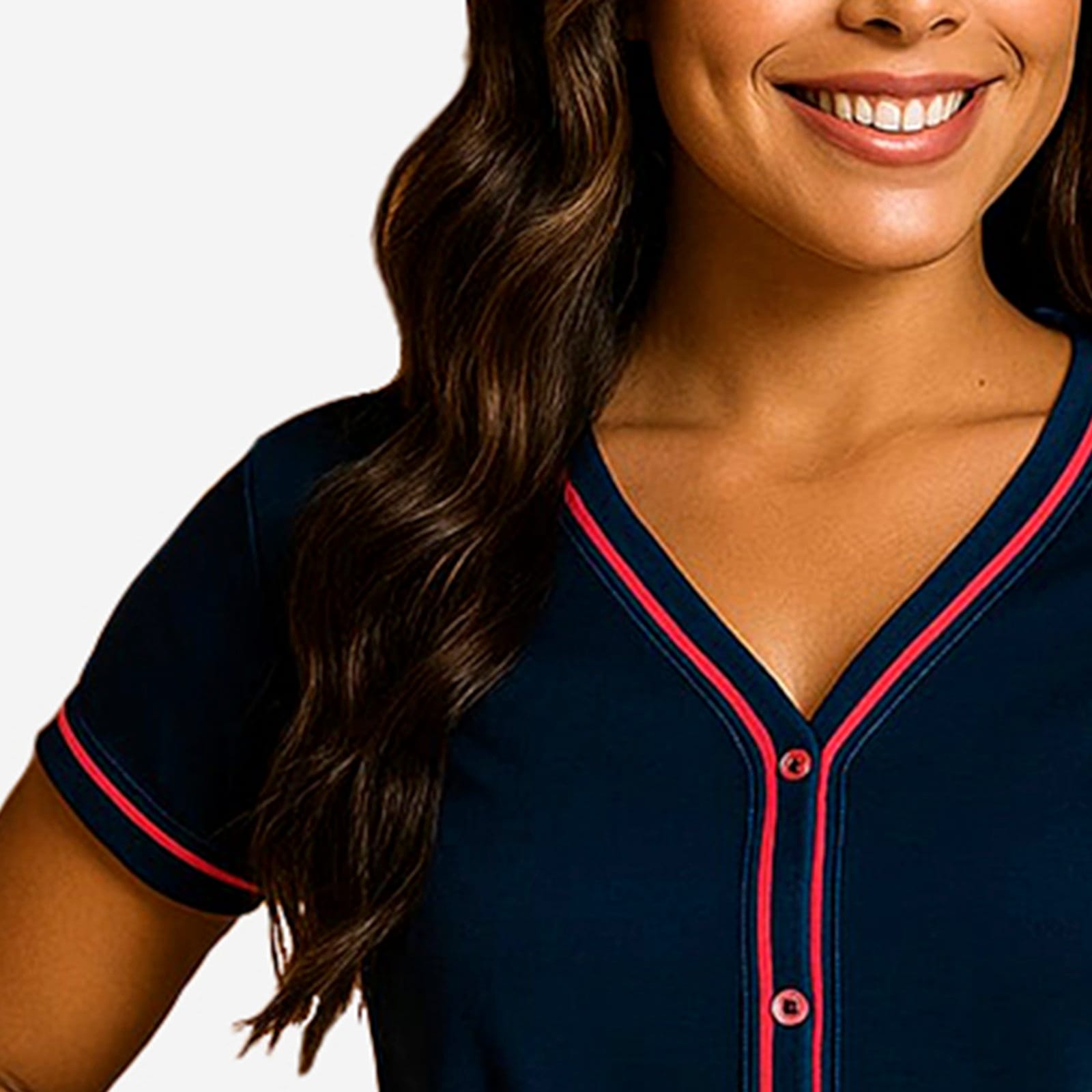 Vista 2 Pijama Gabi Lingerie Blogueira Manga Curta Conjunto Feminino Americano Conforto para Dormir Marinho Gabi Lingerie azul/azul marinho azul