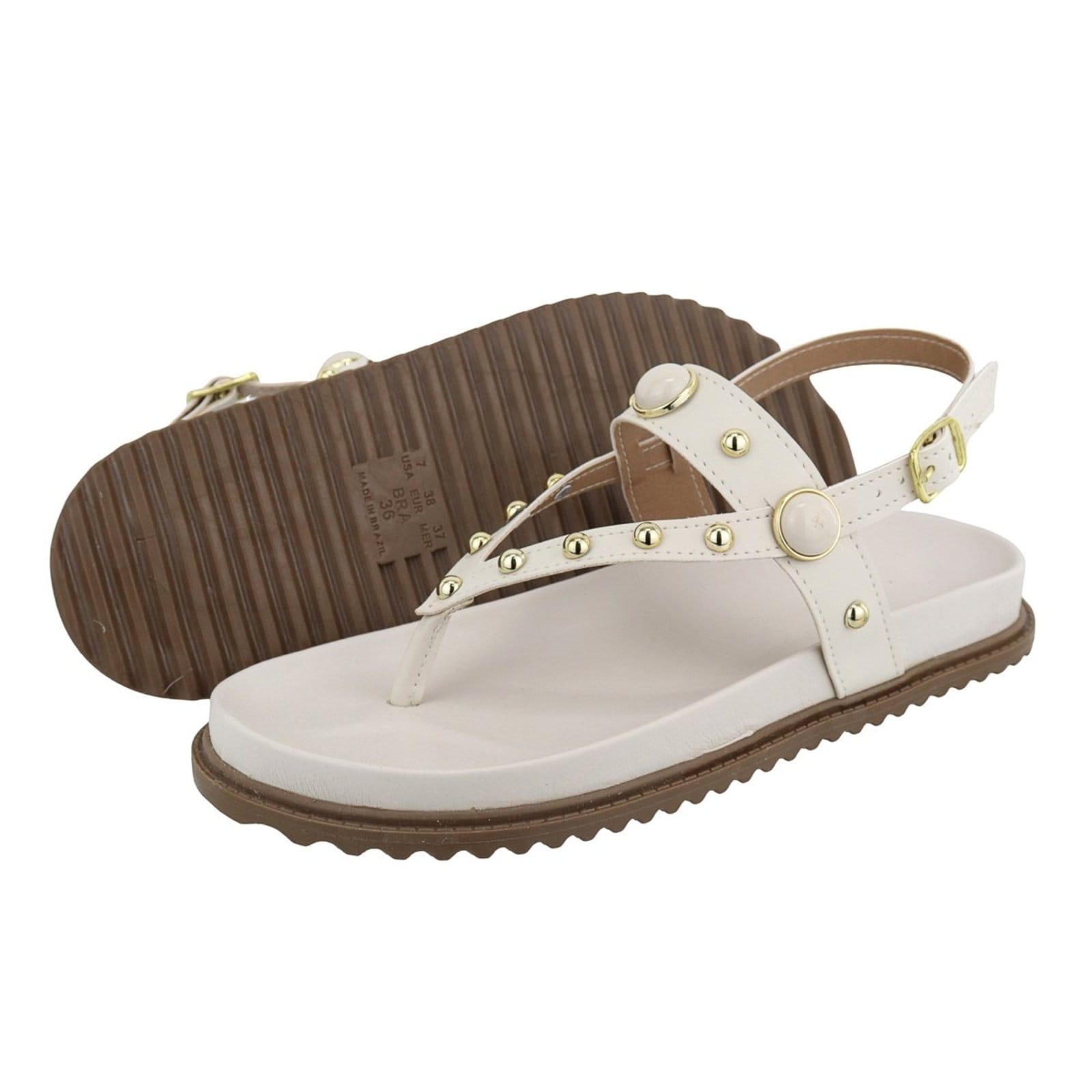 Vista 2 Sandália Papete Feminina Delicada e Estilosa Lançamento Pedras Off White TELLINI STORE off-white white