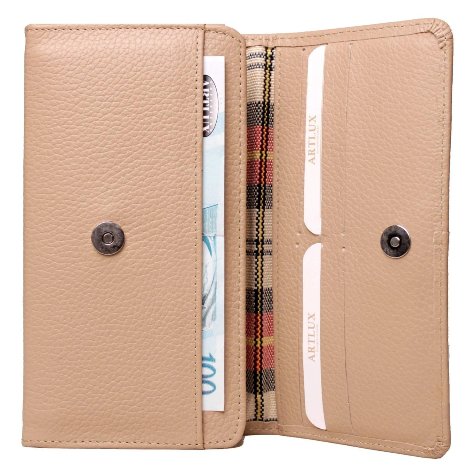 Vista 2 Carteira Feminina em Couro Artlux 348 Claro Artlux bege