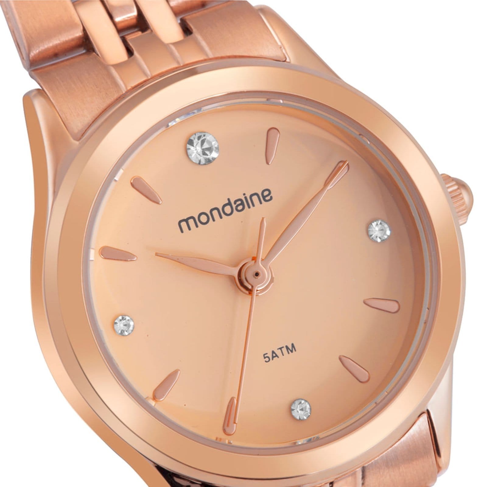 Vista 2 Relógio Feminino Mondaine Dourado Caixa Pequena Rose Aço Mondaine rosa rose