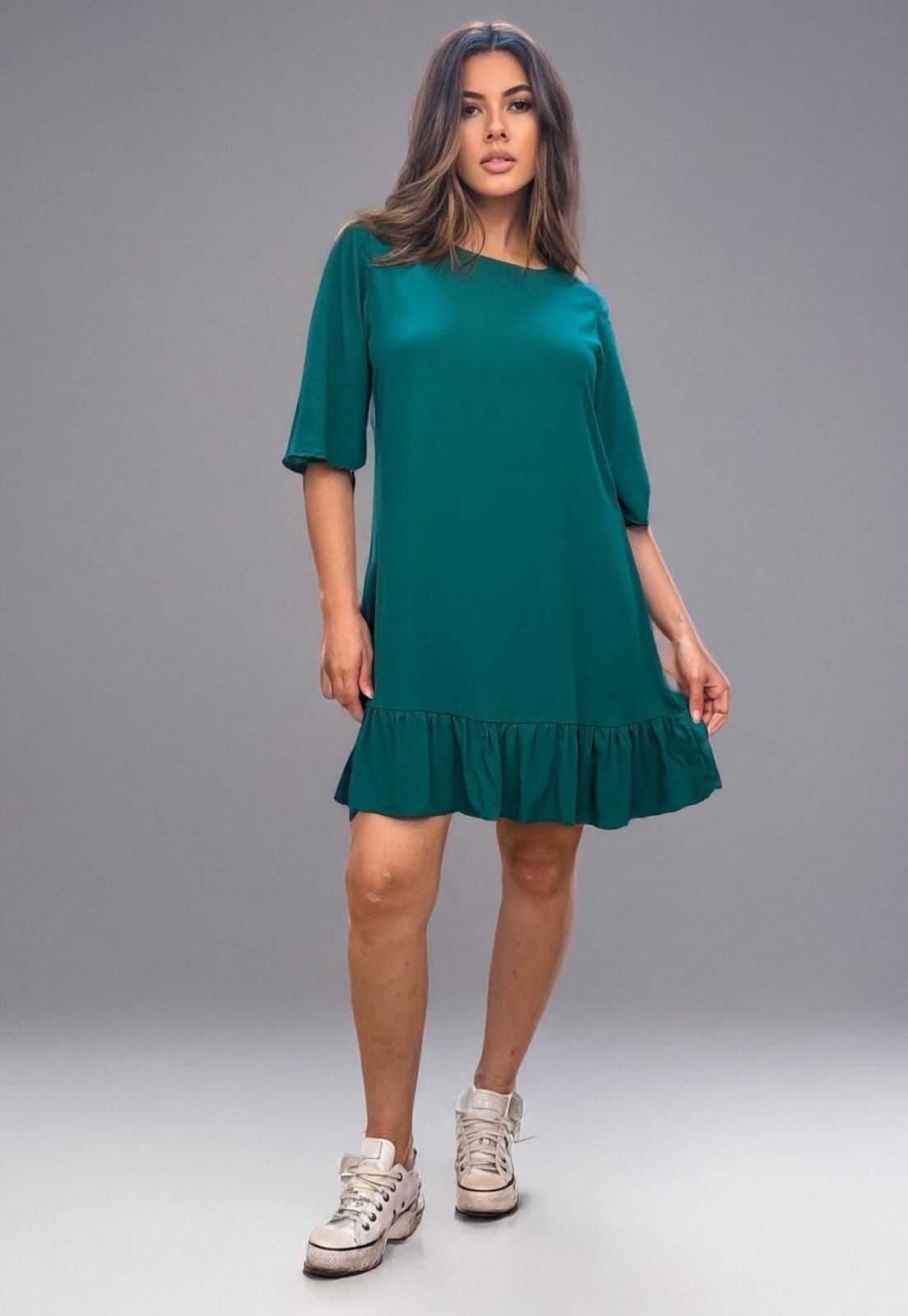 Vista 2 Vestido Curto Amazonia Vital Viscose Estampa Musgo Amazonia Vital verde