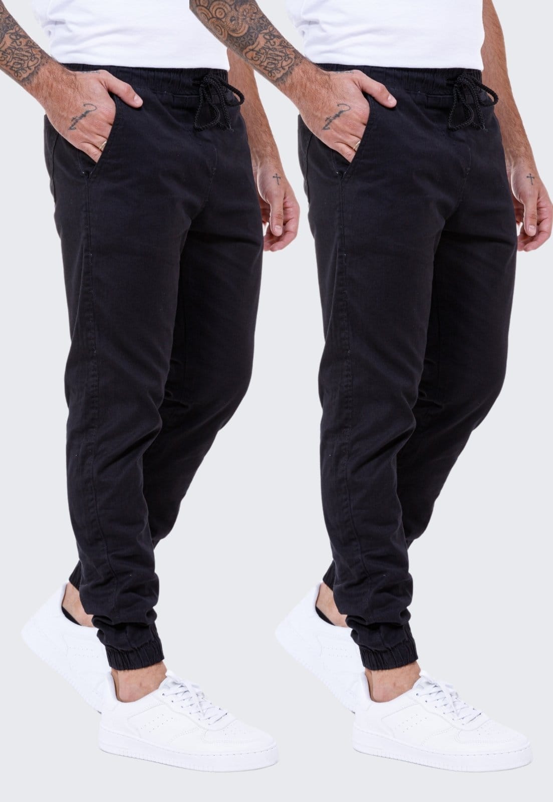 Vista principal Kit 2 Calça Jogger Sarja Masculina Daze Modas Daze Modas preto
