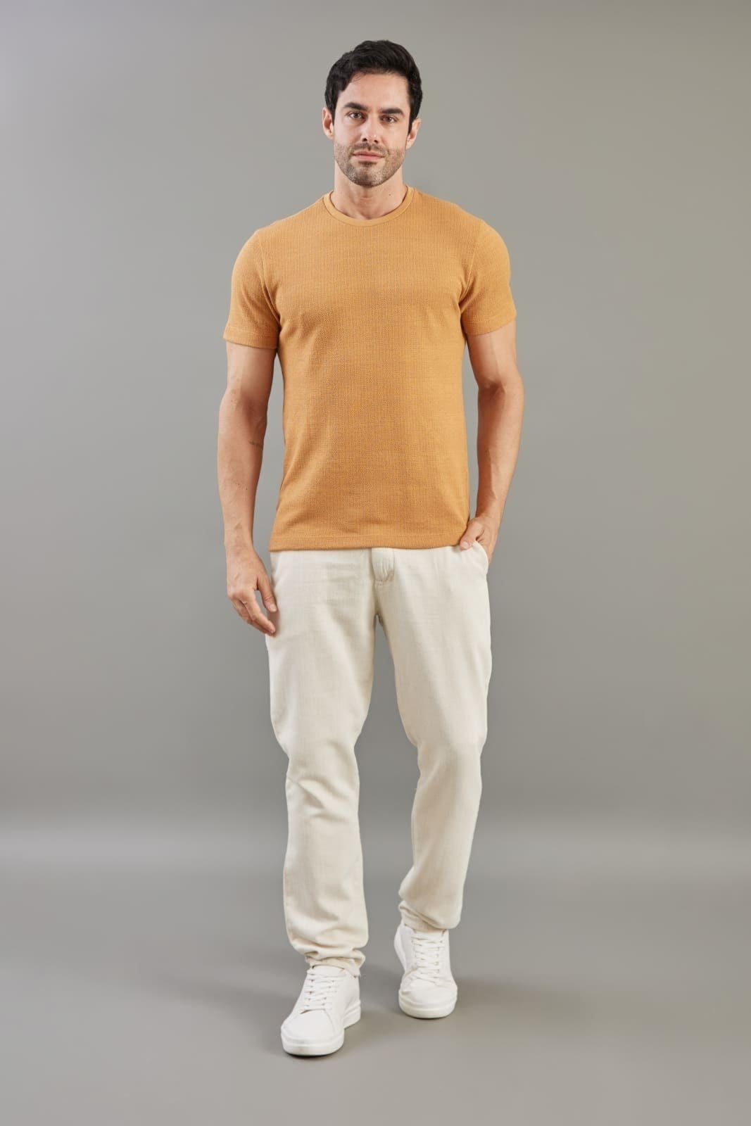 Vista 2 Calça Sport Fino Masculina Casual Leve Com Linho Dialogo Off White Dialogo Jeans off-white white