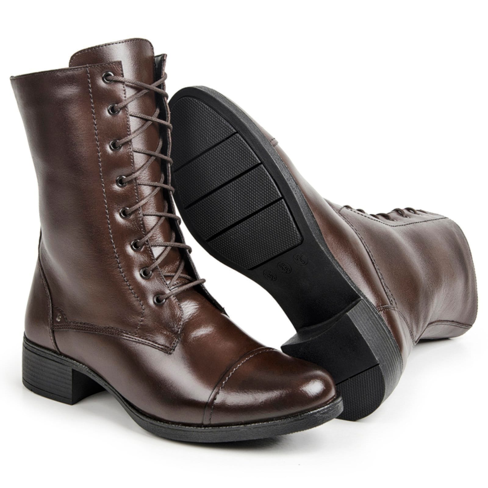 Vista 2 Bota Coturno Cano Médio Nine4 Casual Couro Premium Café Nine4 marrom