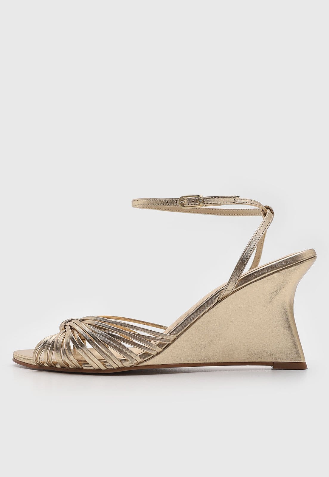 Sandália Feminina Capodarte Tiras Metalizada Dourada