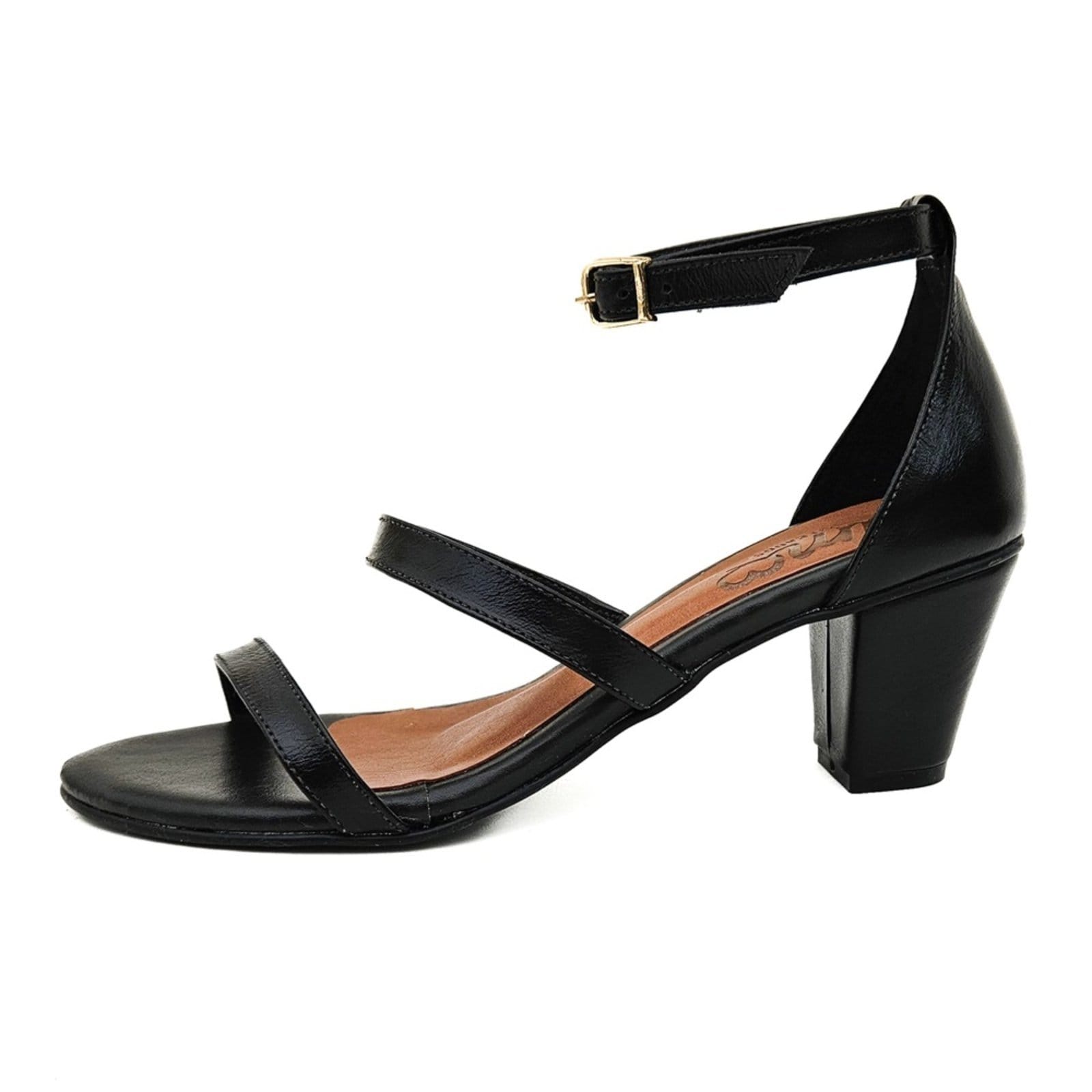 Vista 2 Sandália de Salto em Couro Amo Calçados Taty Preta Amo Calçados preto