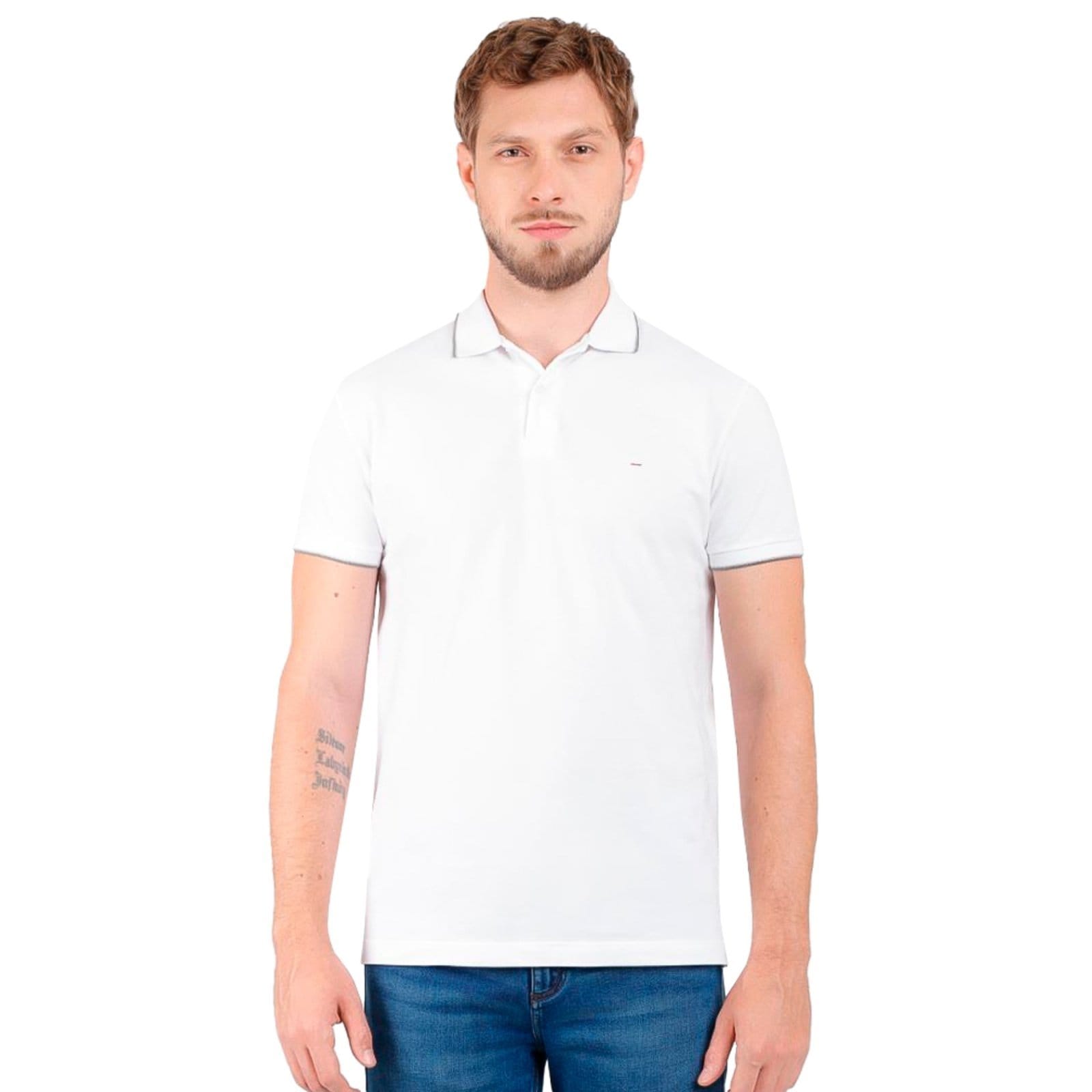 Vista principal Camisa Polo Aramis 3 Listras IN24 Masculino Aramis branco