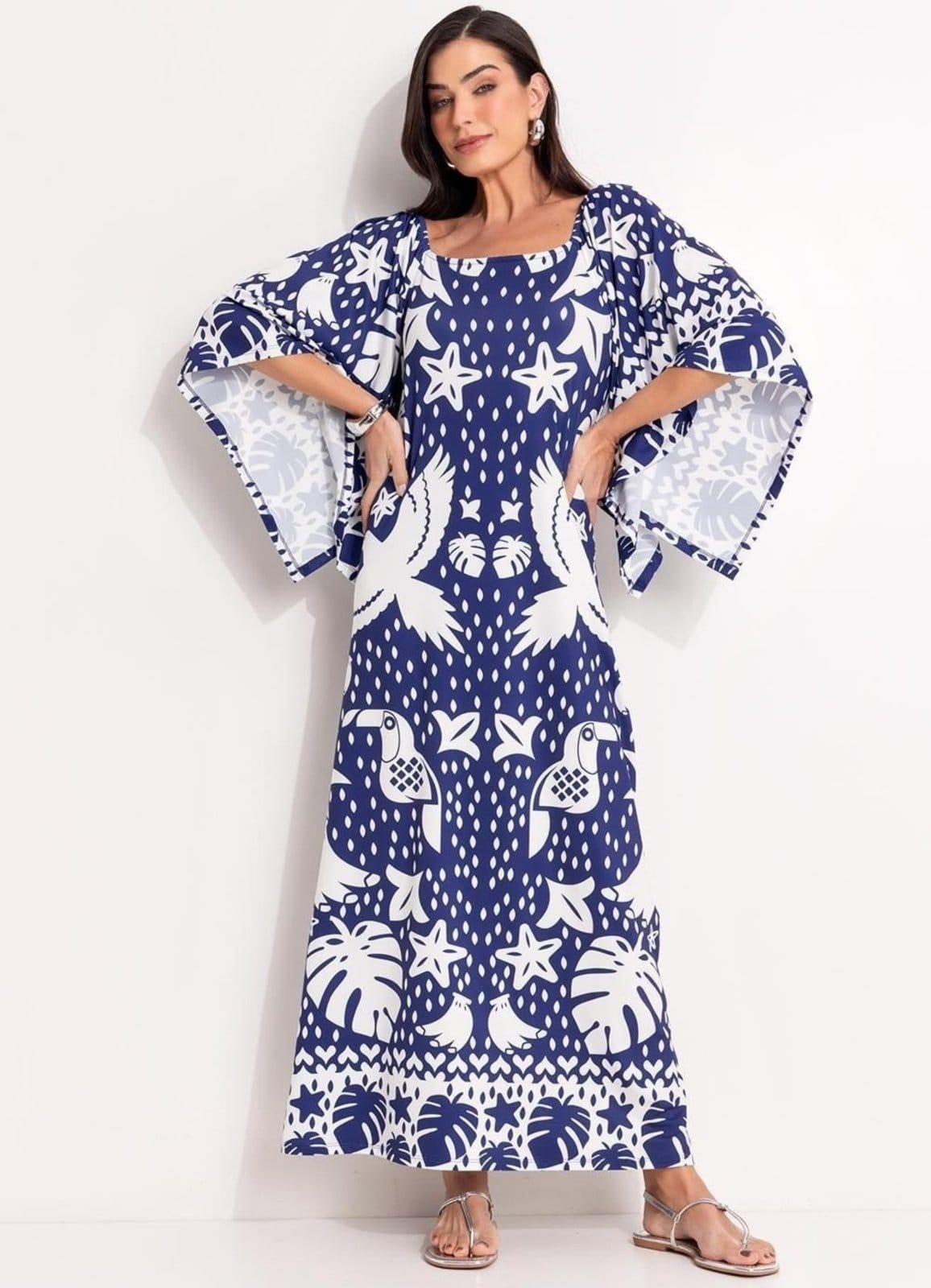 Vestido Em Malha Fria Quintess Barrado