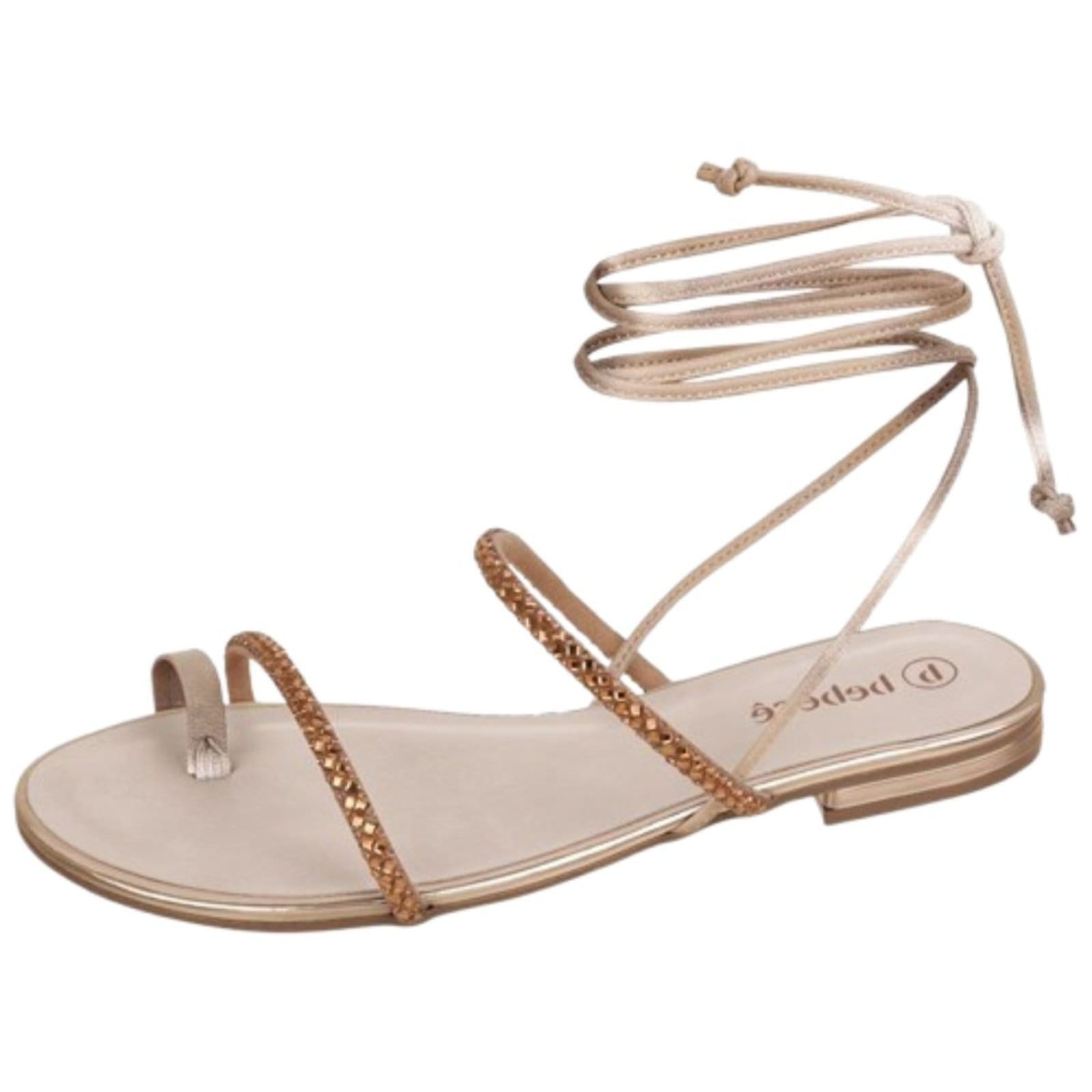 Sandália Feminina Rasteirinha de Amarração Off White Brilho Conforto