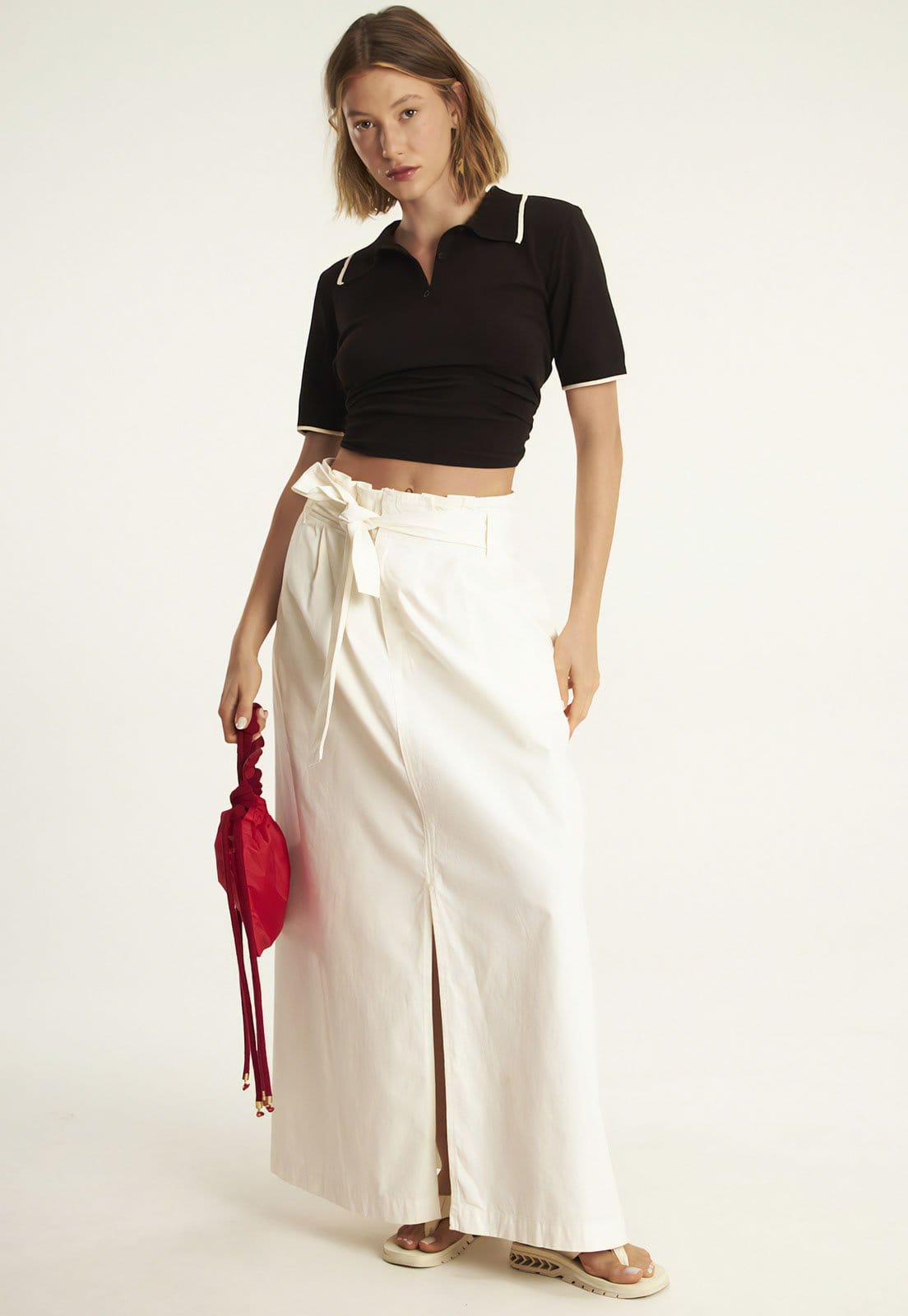 Vista 2 Camisa Polo Cantão Regular Tricot Friso Preta Cantão preto