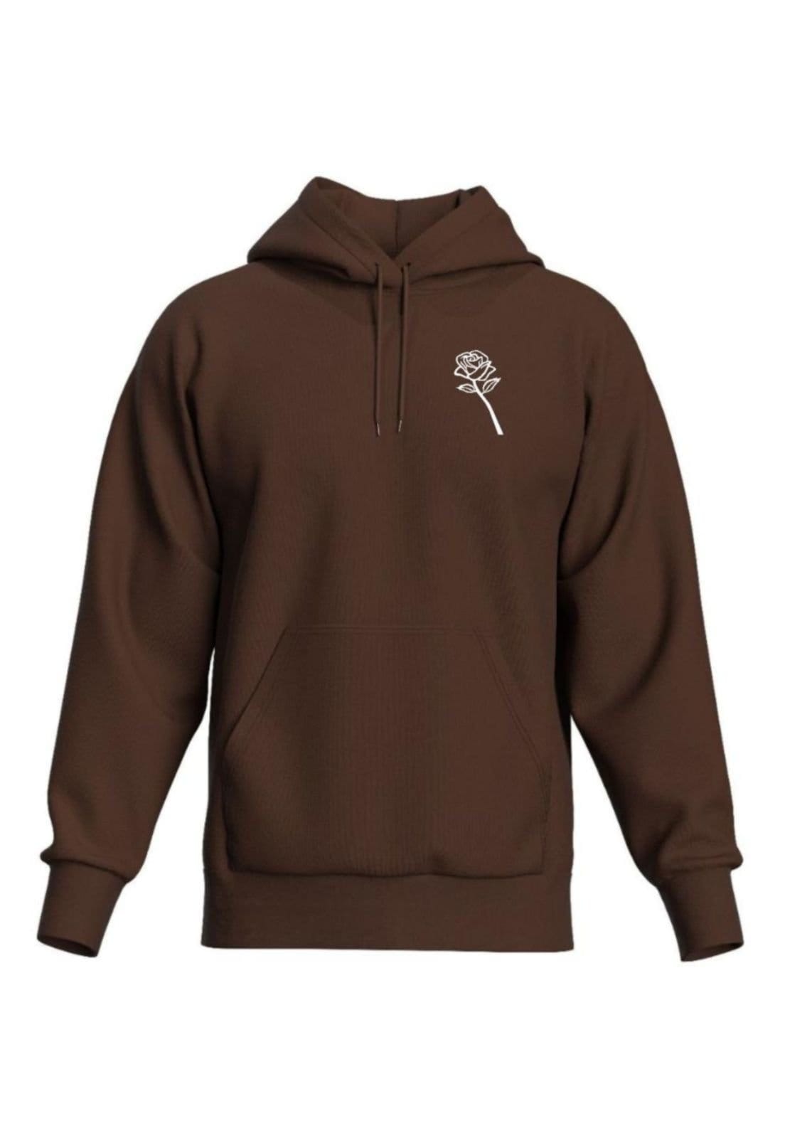 Blusa de Moletom Estampada Flor Agasalho Com Capuz e Bolsos