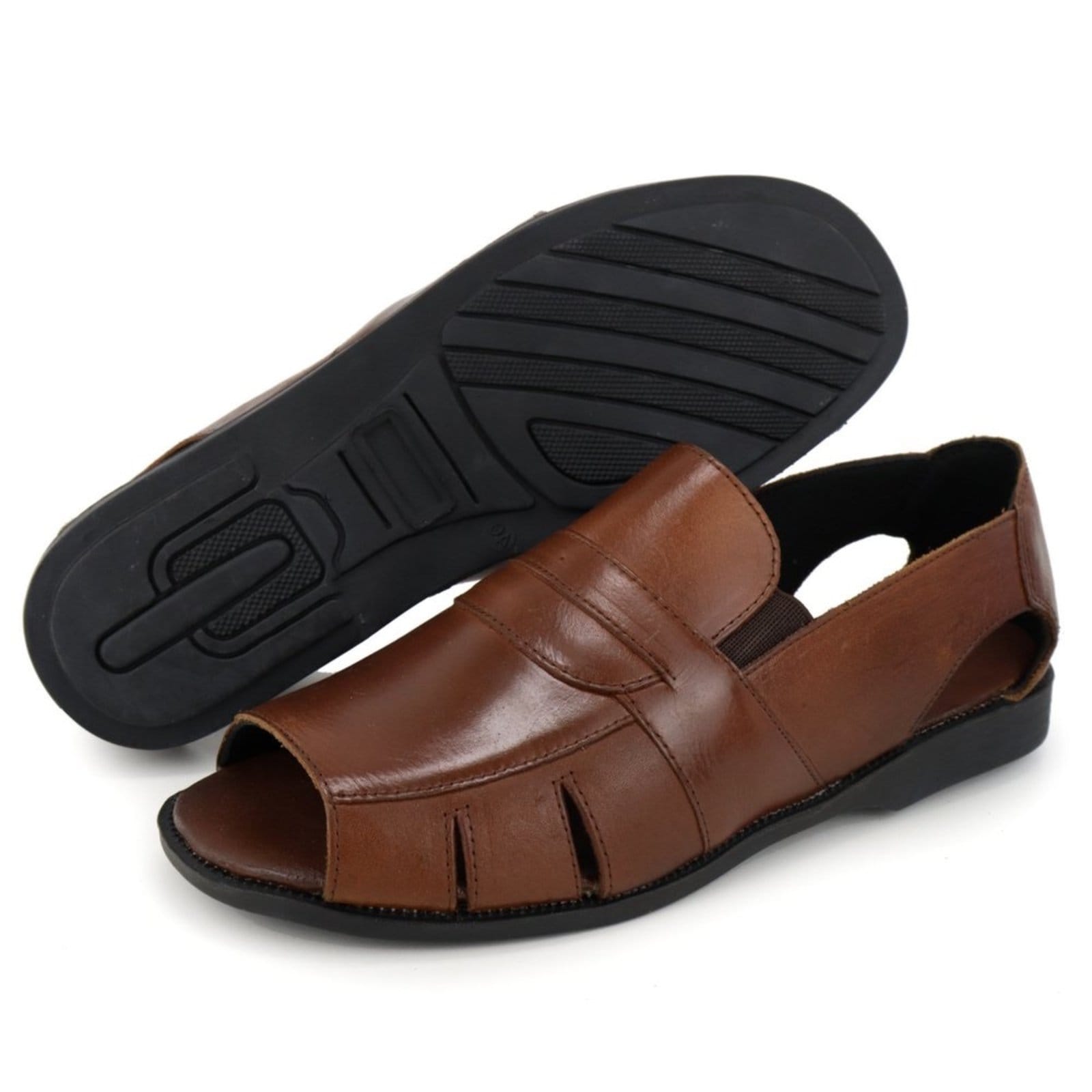 Vista 2 Sandalia de Couro Masculina Comfort Conhaque Bia Ramos marrom