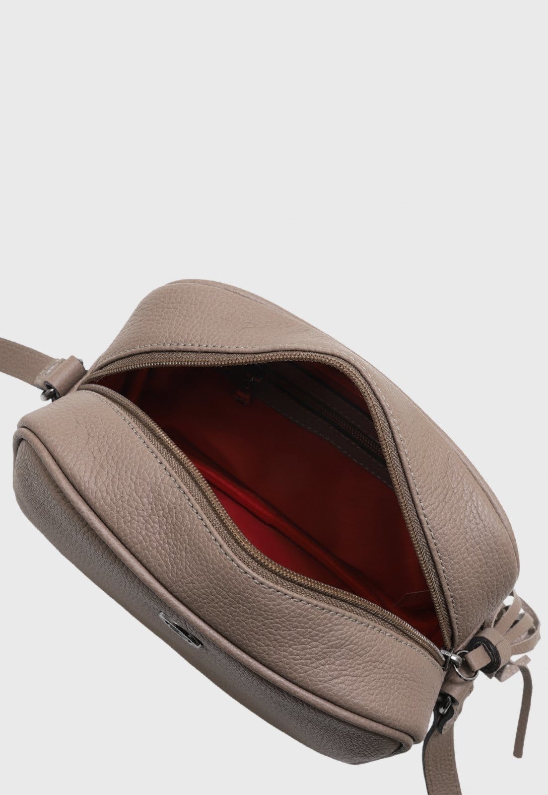 Vista 2 Bolsa Transversal de Couro Mariart Titânio New Mariart bege