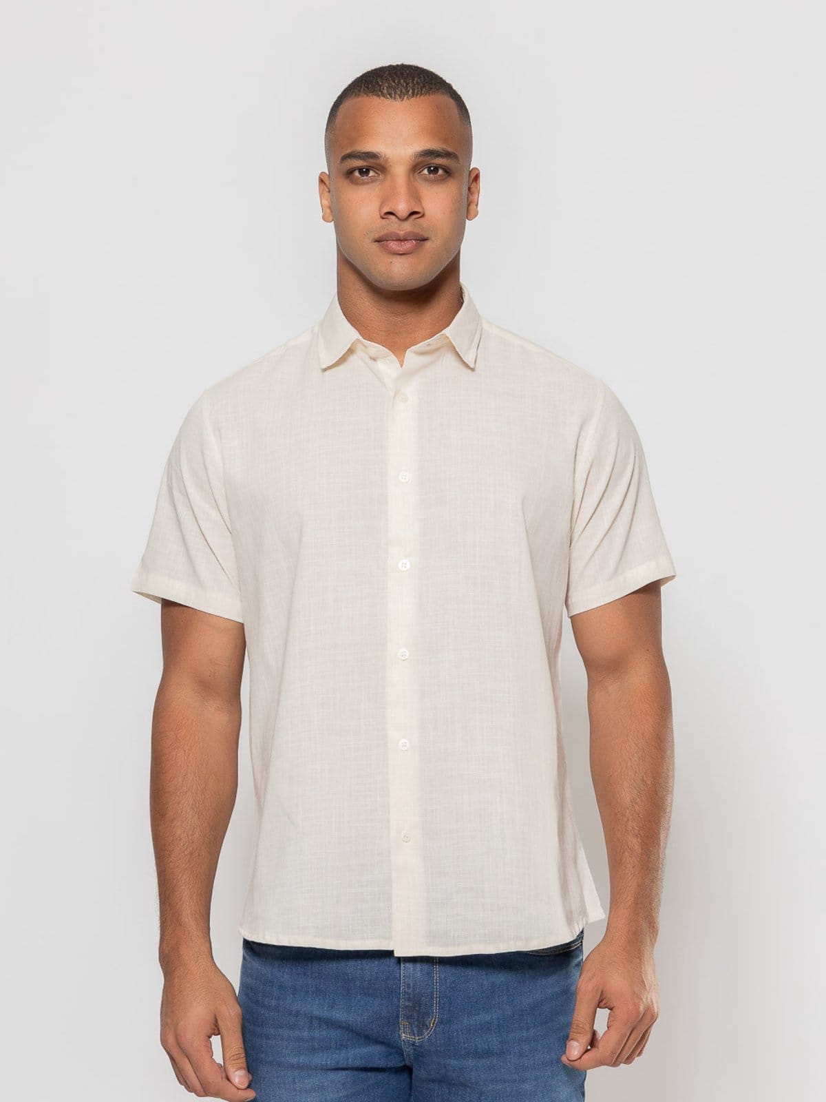 Vista 2 Camisa Masculina Casual Manga Curta Crocker - 50981 Crocker bege