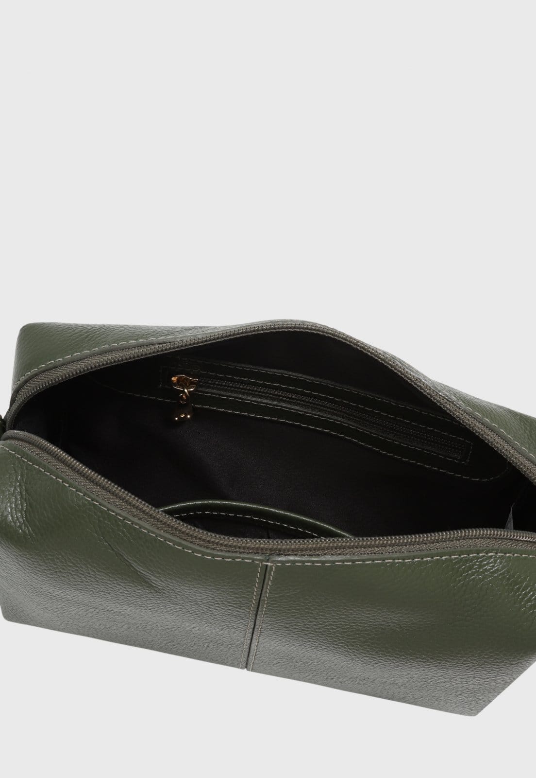 Vista 2 Bolsa Transversal Couro Mariart Capinzinho Army Mariart verde militar