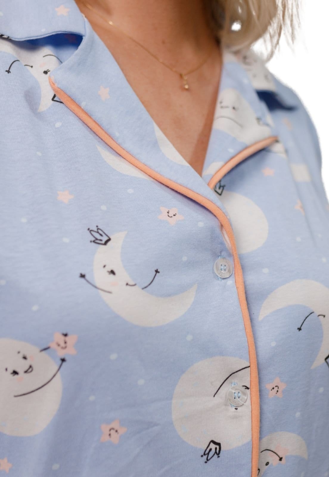 Vista 2 KIT Pijama Americano Curto Lua + Pijama Americano Curto Marinho Piante azul