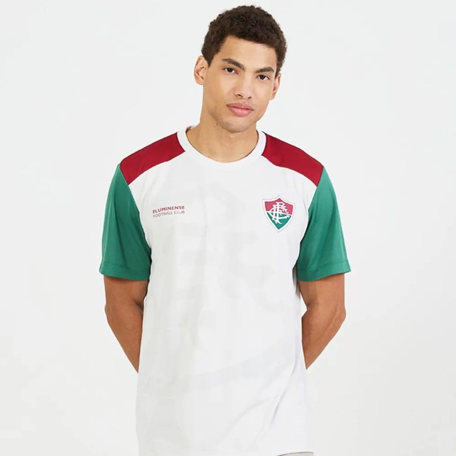 Vista principal Camisa Fluminense Pulsar Off White e Bordô braziline branco white