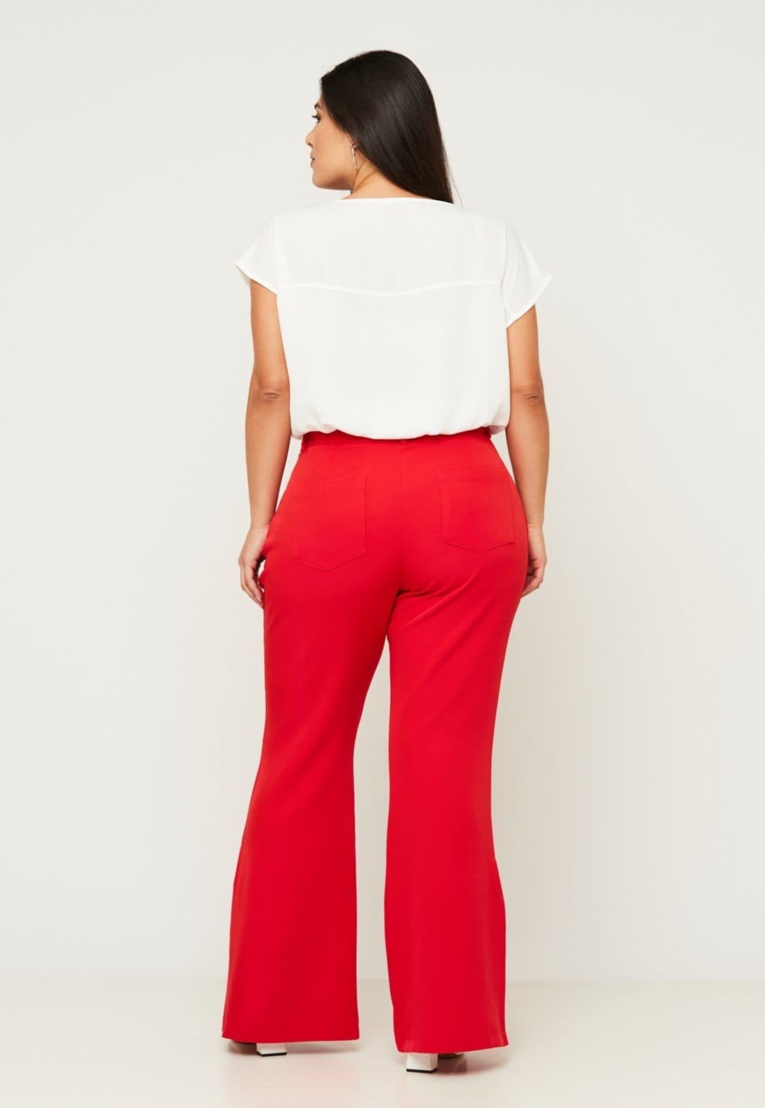 Vista 2 Calça Alfaiataria Vermelha Fenda Lateral Miss Joy 7652 MISS BY JOY vermelho