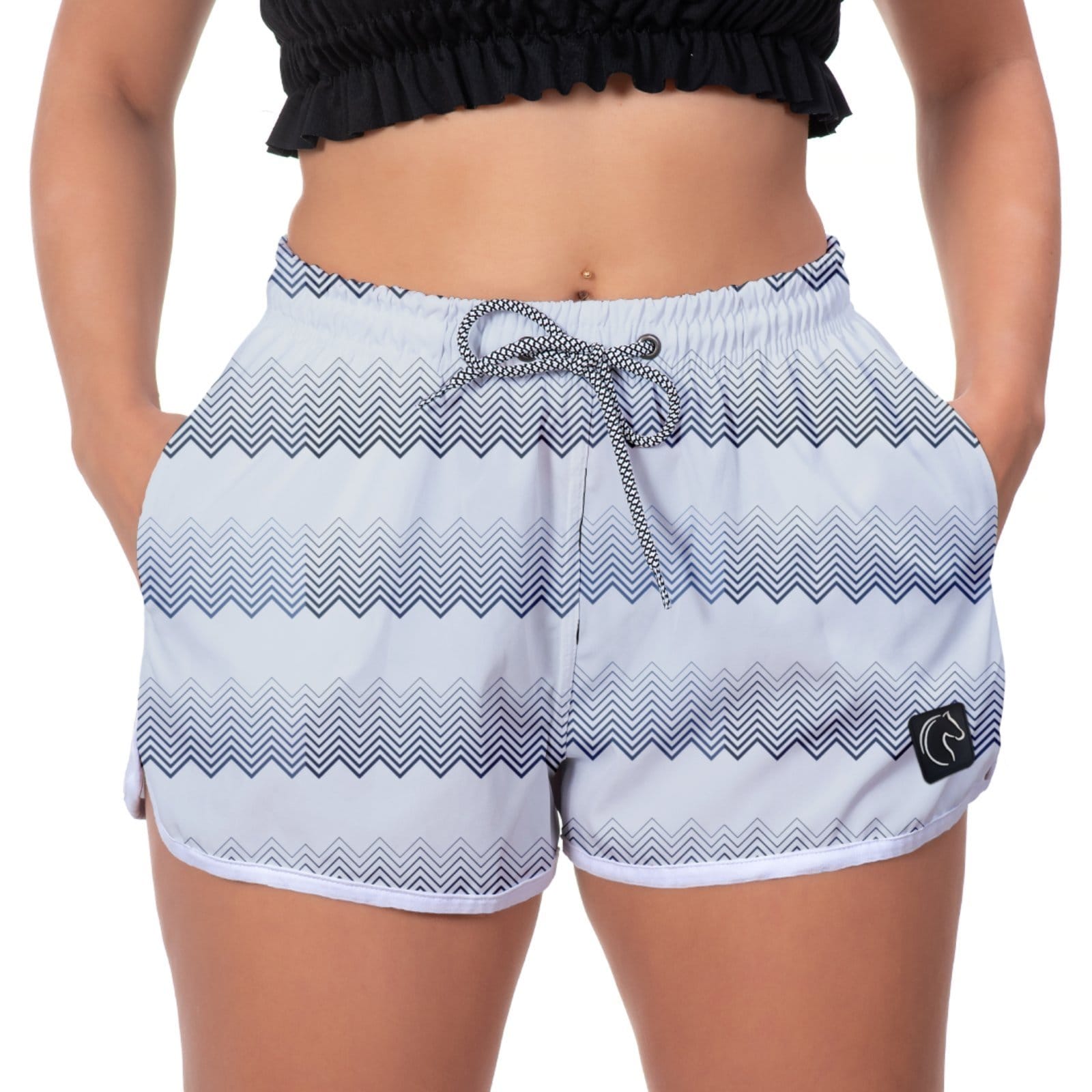 Short Feminino W2 Premium com Elástico e Cordão Ajustável Bolsos Laterais e Secagem Rápida Casual Praia ou Academia Riscado