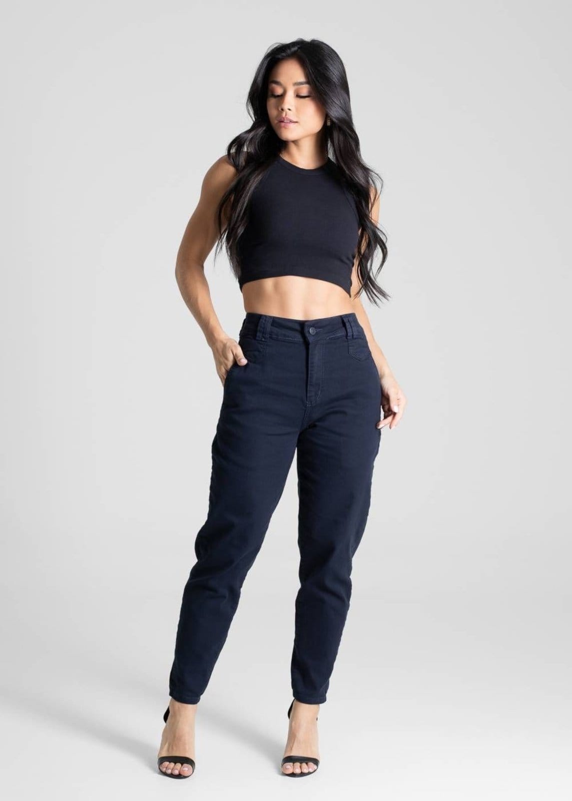 Vista 2 Calça Sarja Sawary Mom - 281549 Sawary azul