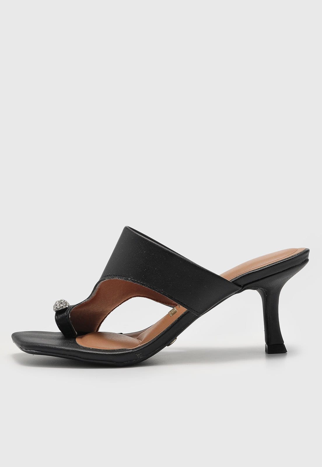 Sandália Feminina Vizzano Salto Taça Pedraria Preta