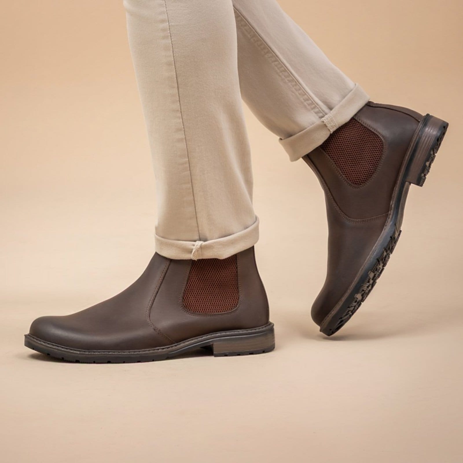 Vista 2 Bota Chelsea Vittal Botina Masculina em Couro Legitimo USE VITTAL café