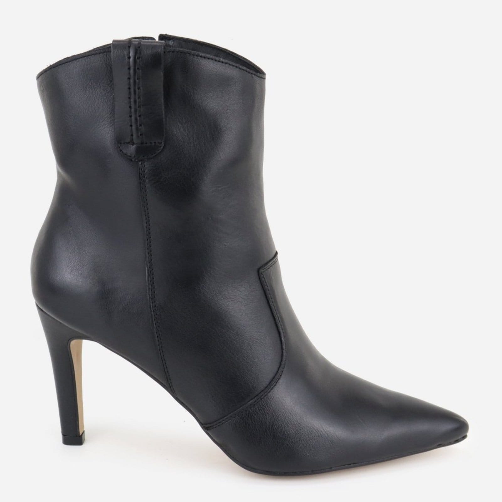 Vista 2 Bota Cano Médio Bico e Salto Fino Slim Alto Padrão em Couro Maria Paula MARIA PAULA preto