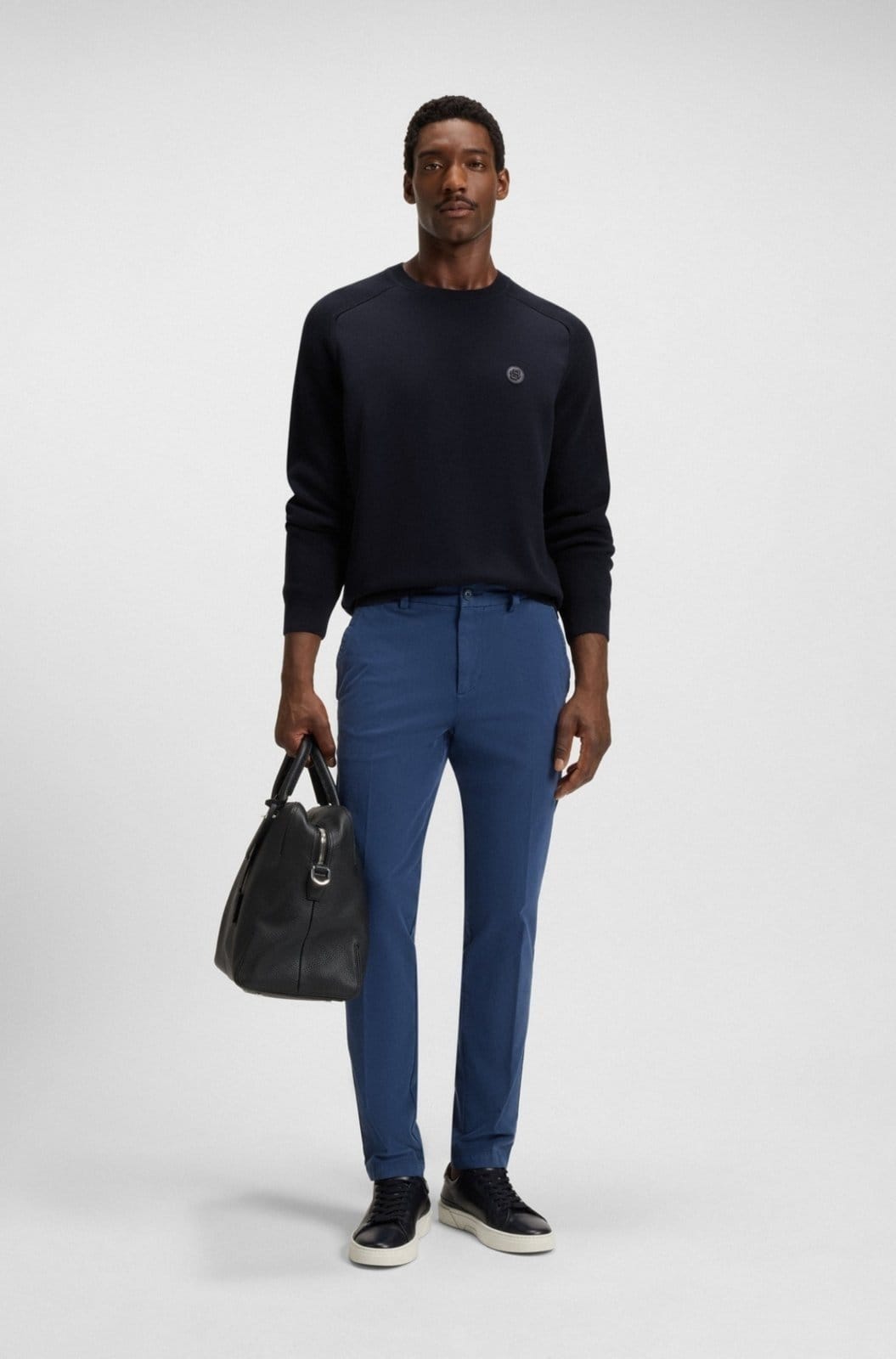 Vista 2 Suéter De Algodão Com Monograma Double B Boss azul