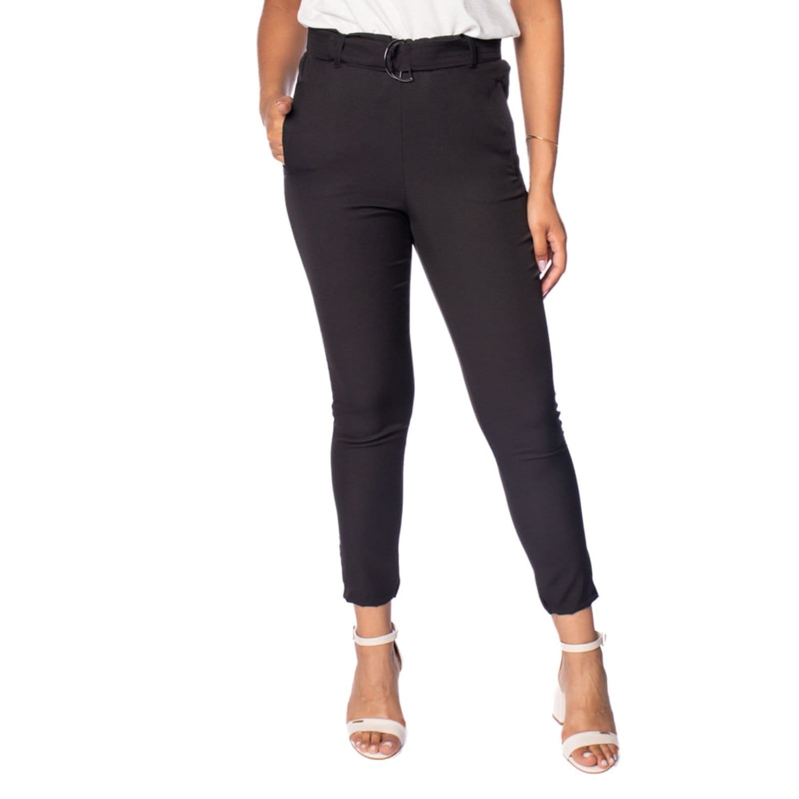 Vista principal Calça Feminina Olho Fatal Alfaiataria Cintura Alta Olho Fatal preto