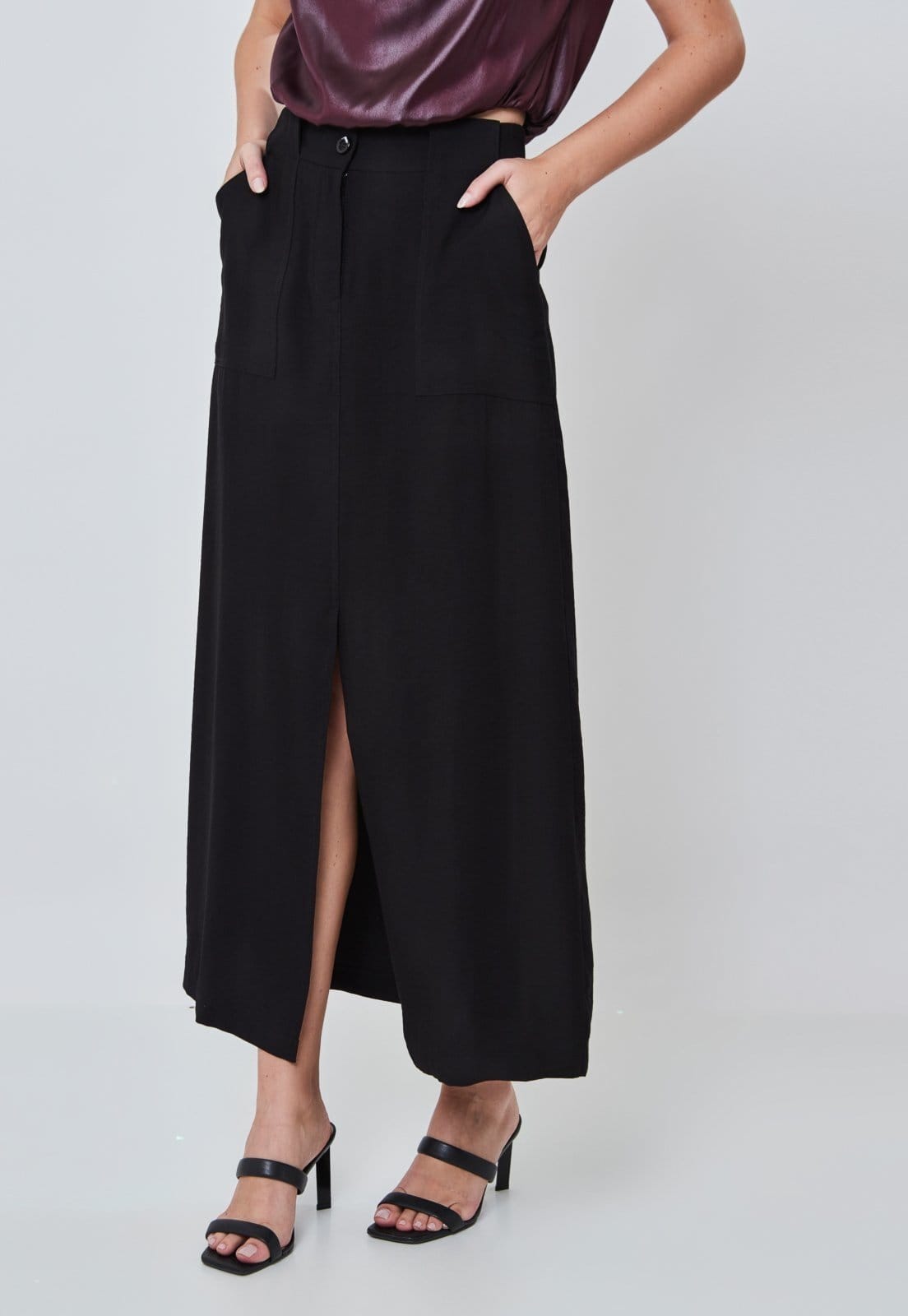 Saia Longa com Fenda e Bolso Utilitario Miss Joy 7842