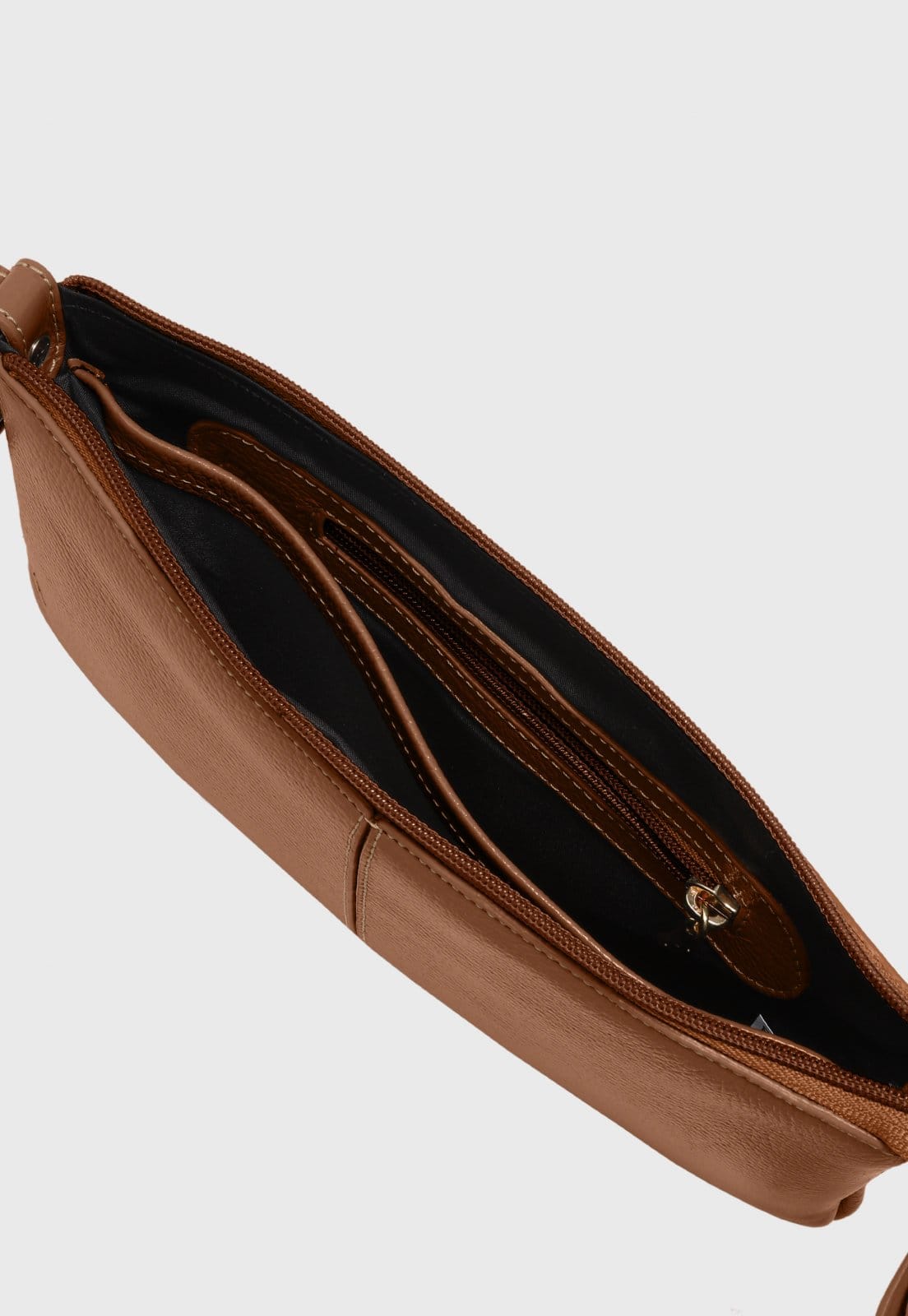 Vista 2 Bolsa Transversal Couro Mariart Girassol Camel Mariart caramelo