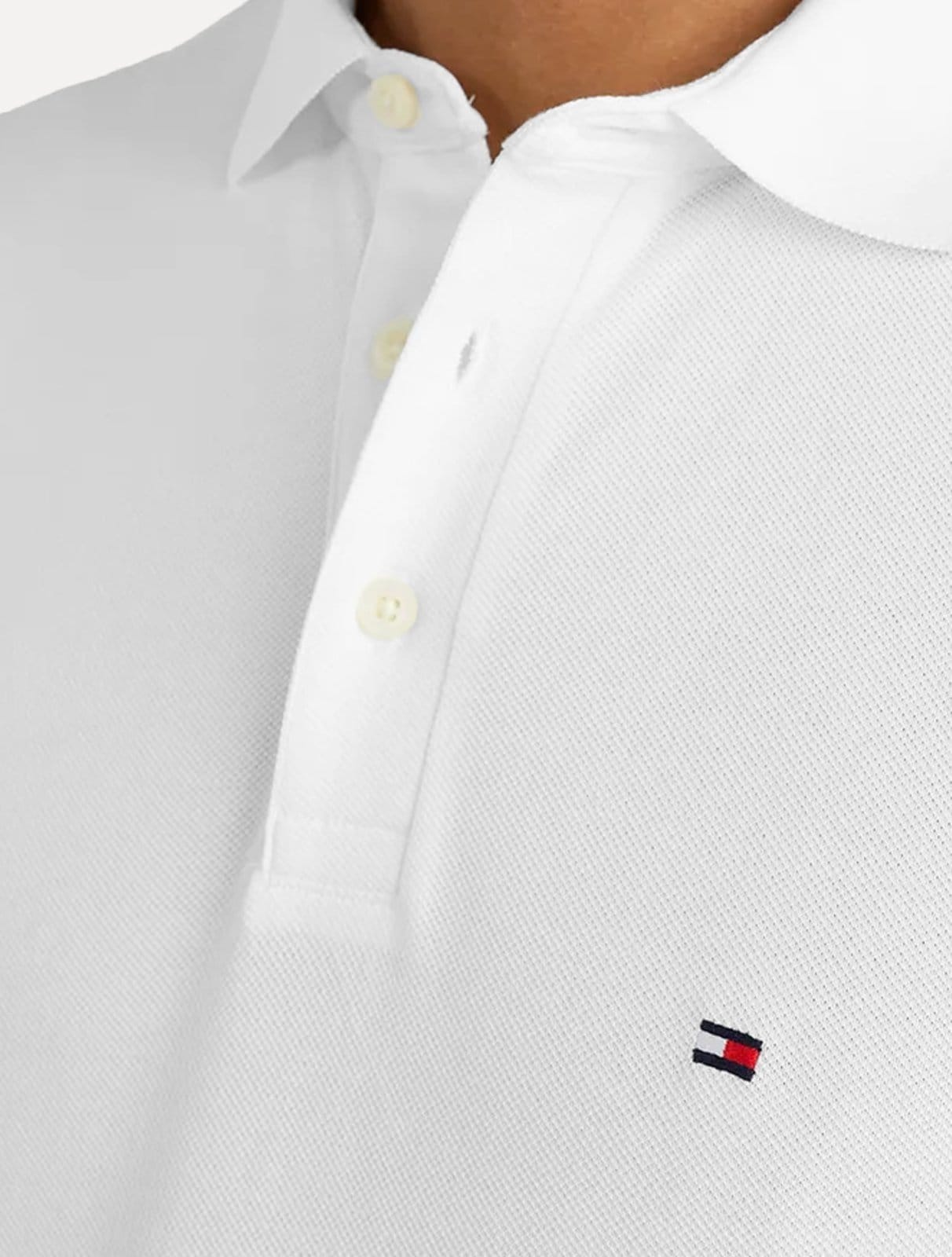 Vista 2 Polo Tommy Hilfiger Masculina Slim Piquet 1985 Branca Tommy Hilfiger branco