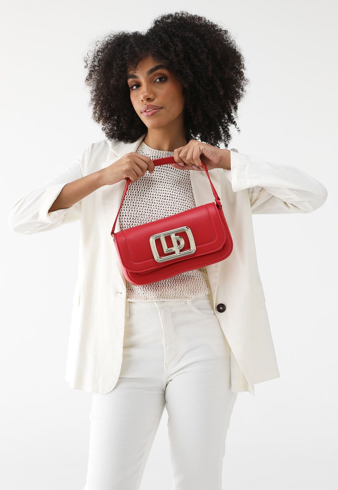 Vista principal Bolsa Tiracolo Lança Perfume Logo Metalizado Vermelha Lança Perfume vermelho