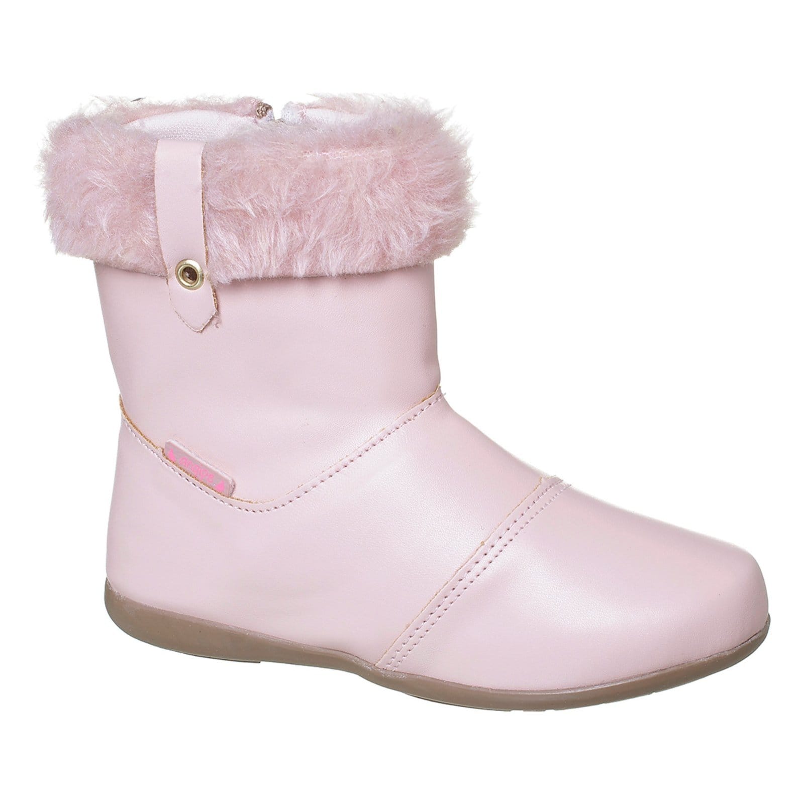 Vista 2 Infantil - Bota Coturno Menina Com Pelinhos Angipé Angipé rosa