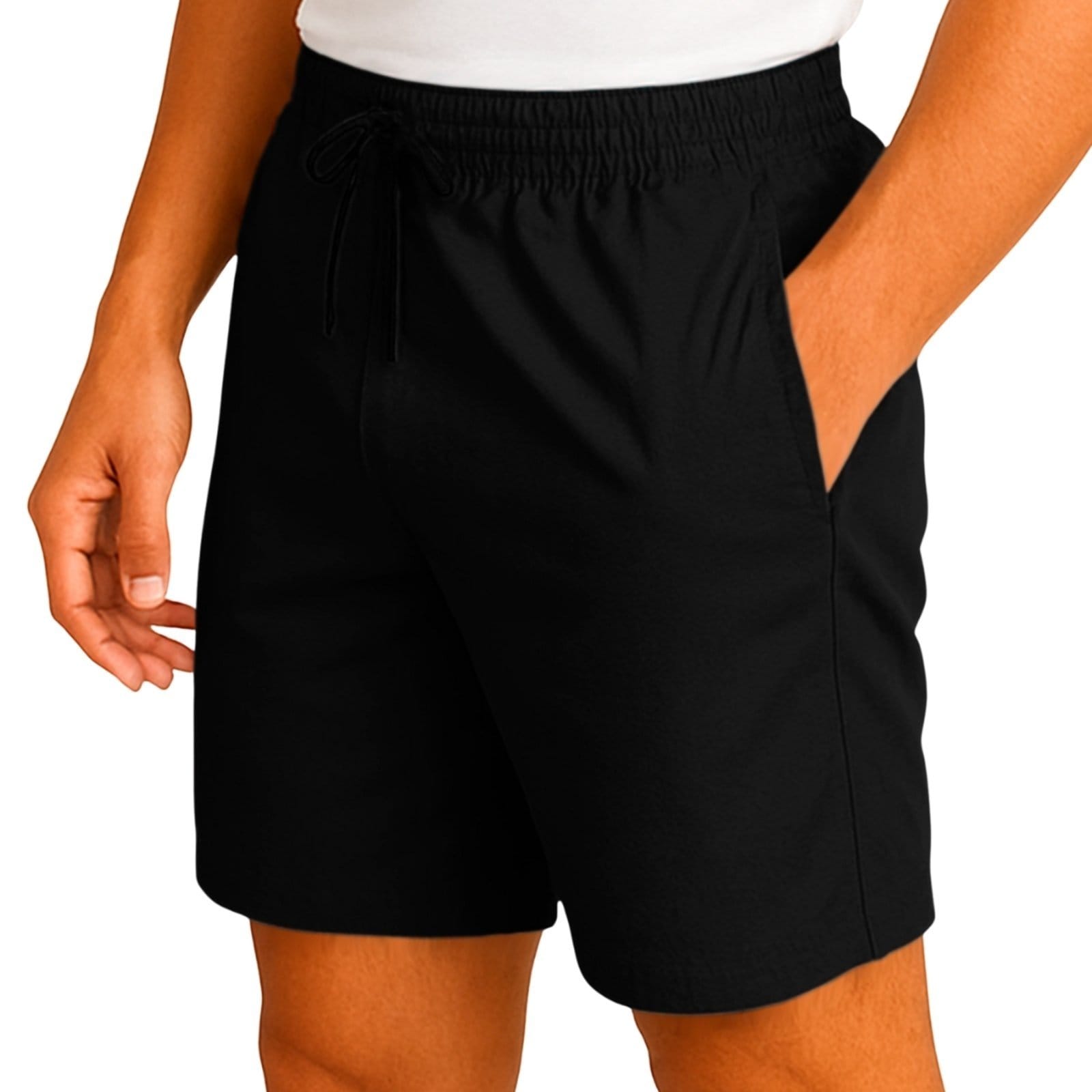 Vista 2 Short Tactel Leve Moda Praia Liso Bermuda Masculina Relaxado preto