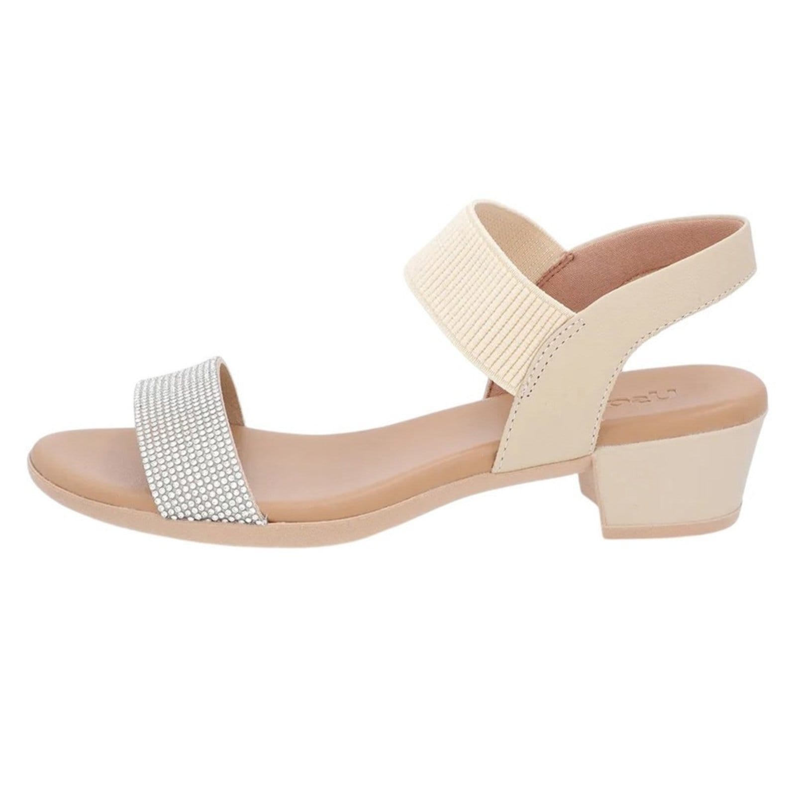 Vista 2 Sandália Salto Usaflex Enfeite Feminina Usaflex bege