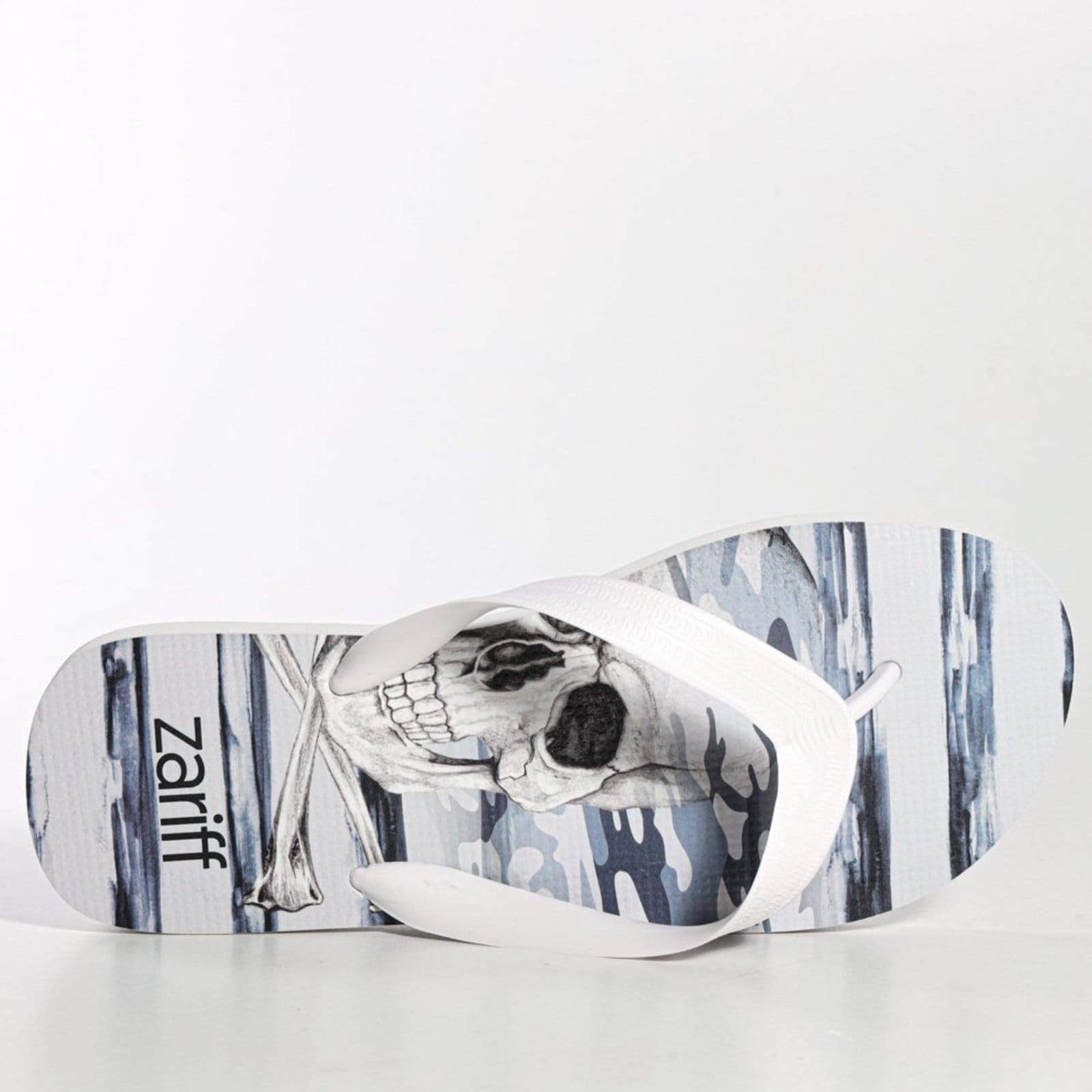 Vista 2 Chinelo Masculino Casual Zariff Branco Com Estampa Zariff Zariff azul