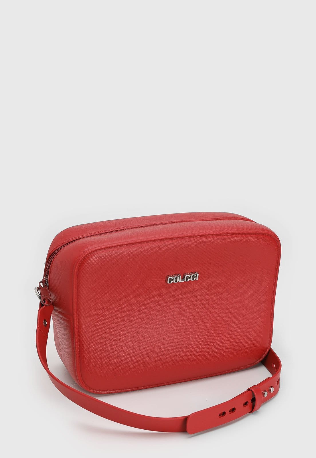 Vista 2 Bolsa Feminina Colcci Média Texturizada Vermelha Colcci vermelho
