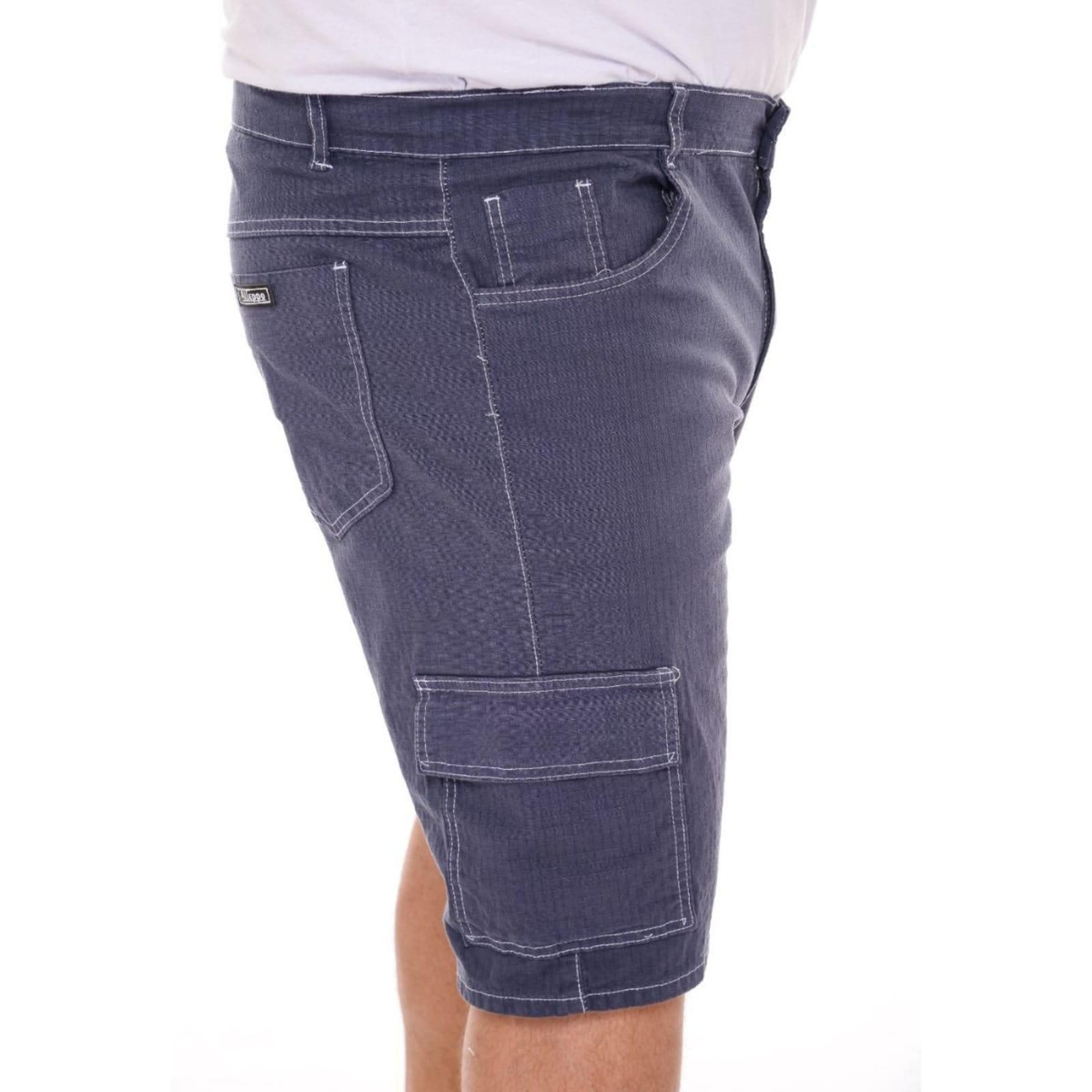 Vista 2 Bermuda Masculina Cargo Alleppo Jeans Plus Size Collor Alleppo Jeans cinza