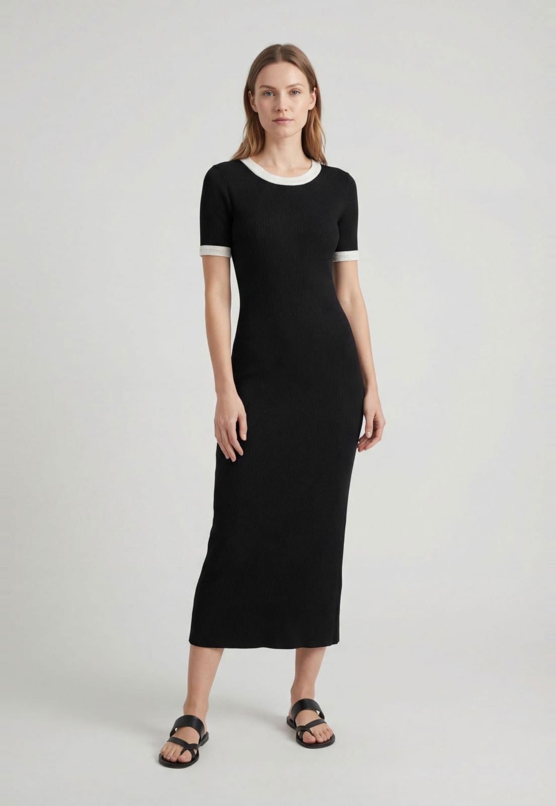 Vista principal Vestido Feminino Lança Perfume Decote Redondo Preta Lança Perfume preto