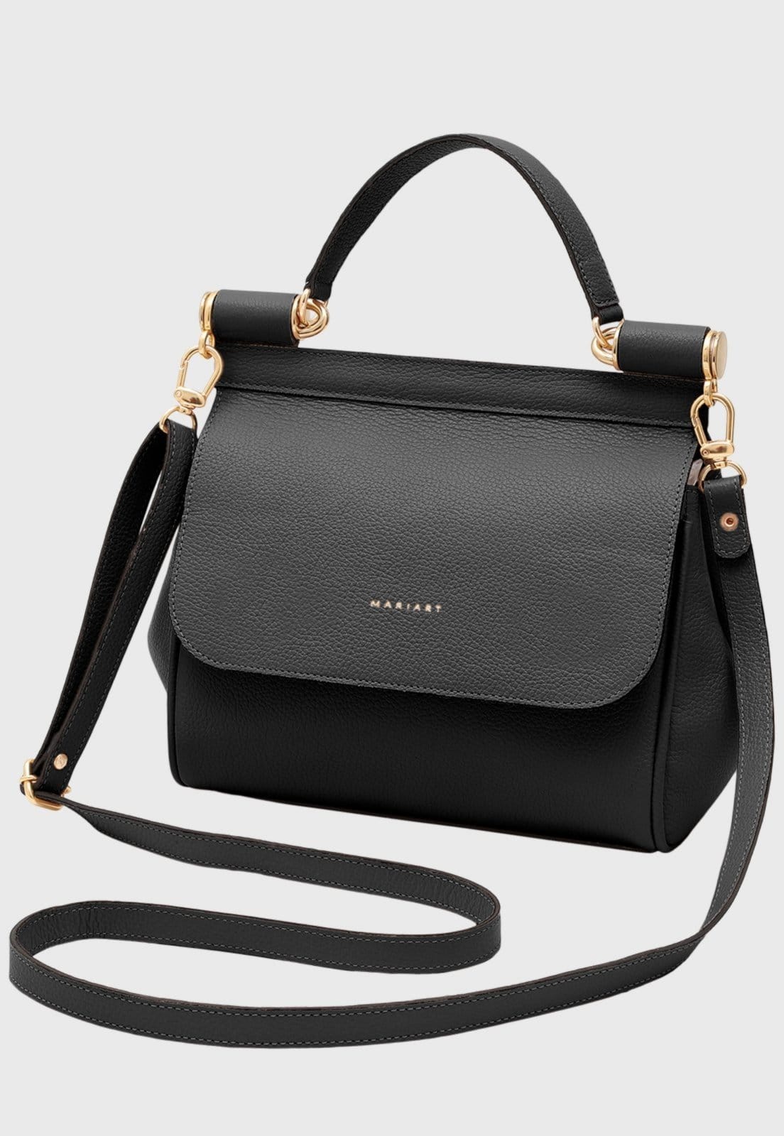 Bolsa Transversal Couro Mariart Camélia Preta