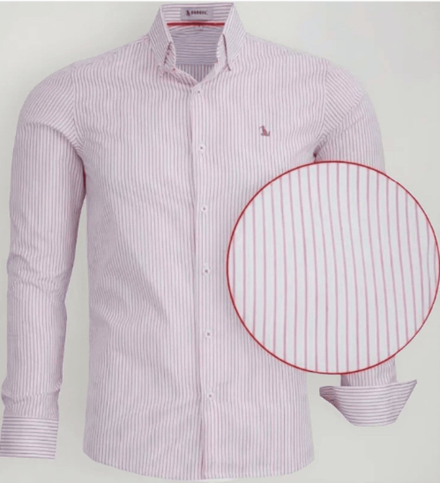 Camisa Social Amil Slim Rezon Listrada Algodão Macia Manga Longa Luxo